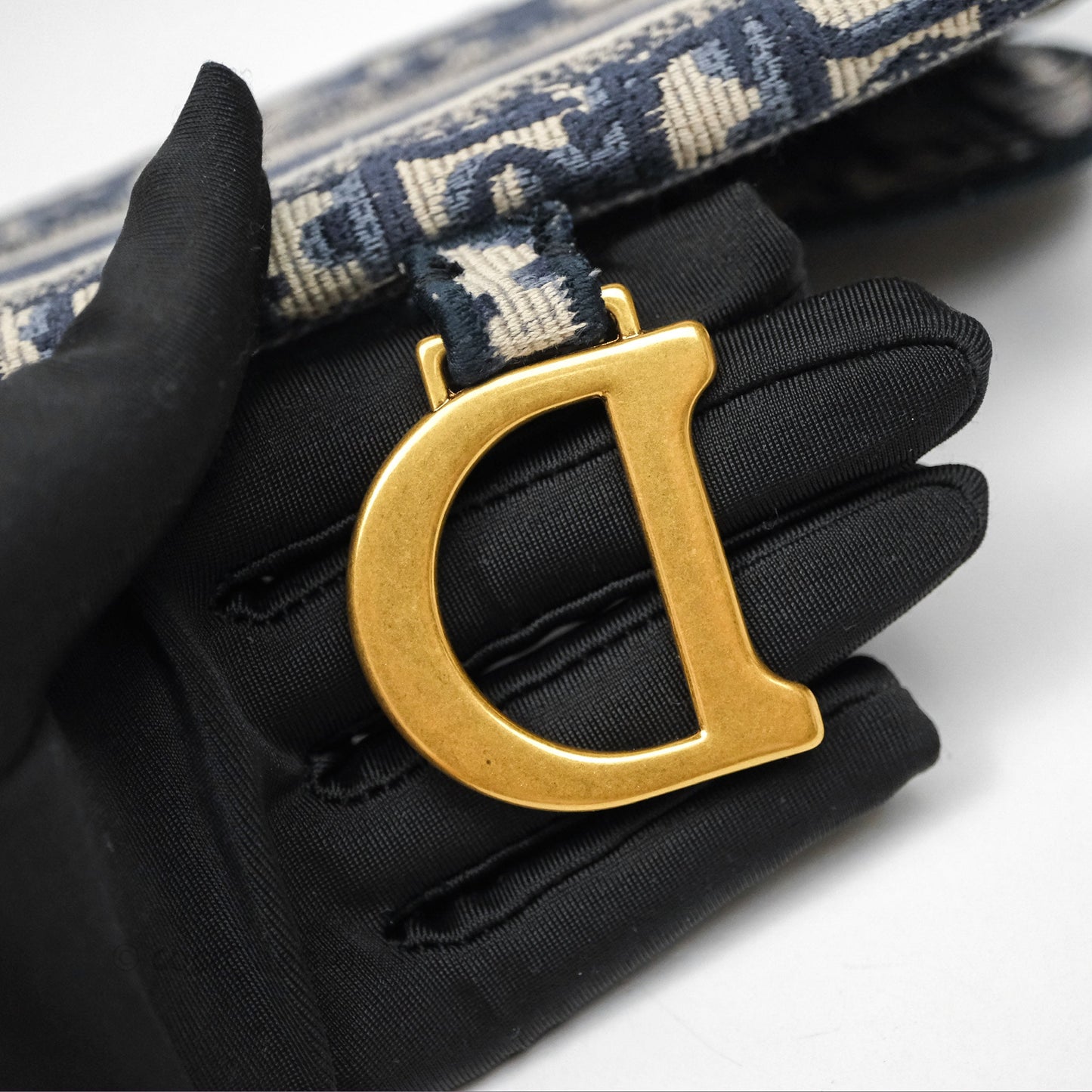 Christian Dior Navy Oblique Slim Saddle Pouch