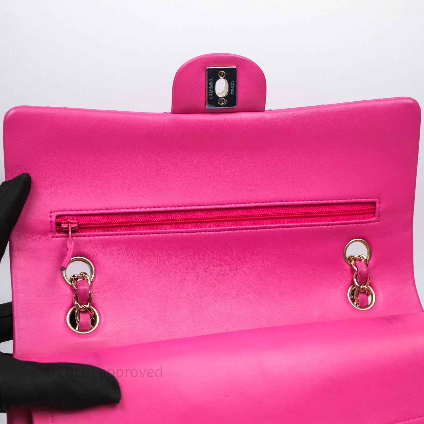Chanel Classic M/L Medium Flap Quilted Hot Pink Lambskin Gold Hardware