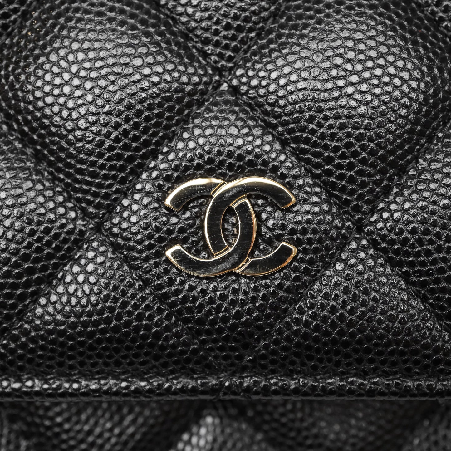 Chanel Quilted Mini Wallet on Chain WOC Black Caviar Gold Hardware