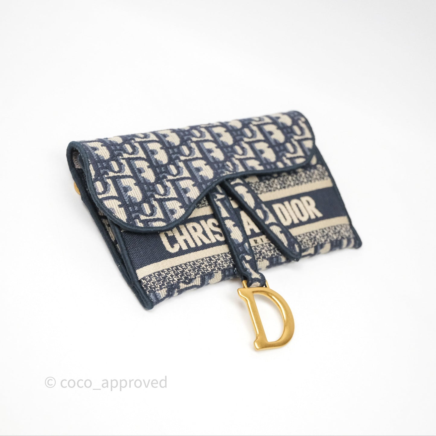 Christian Dior Navy Oblique Slim Saddle Pouch