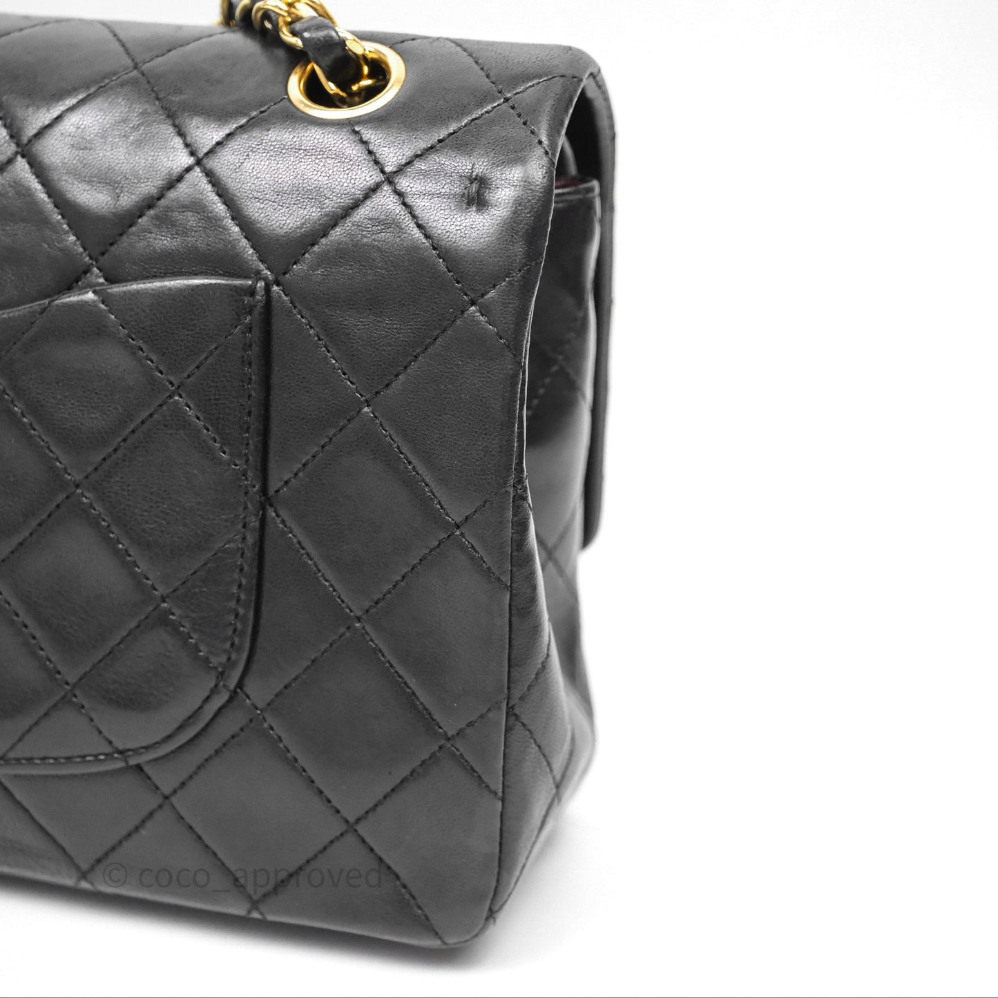 Chanel Vintage M/L Lambskin Medium Double Flap Bag Black 24K Gold Hardware