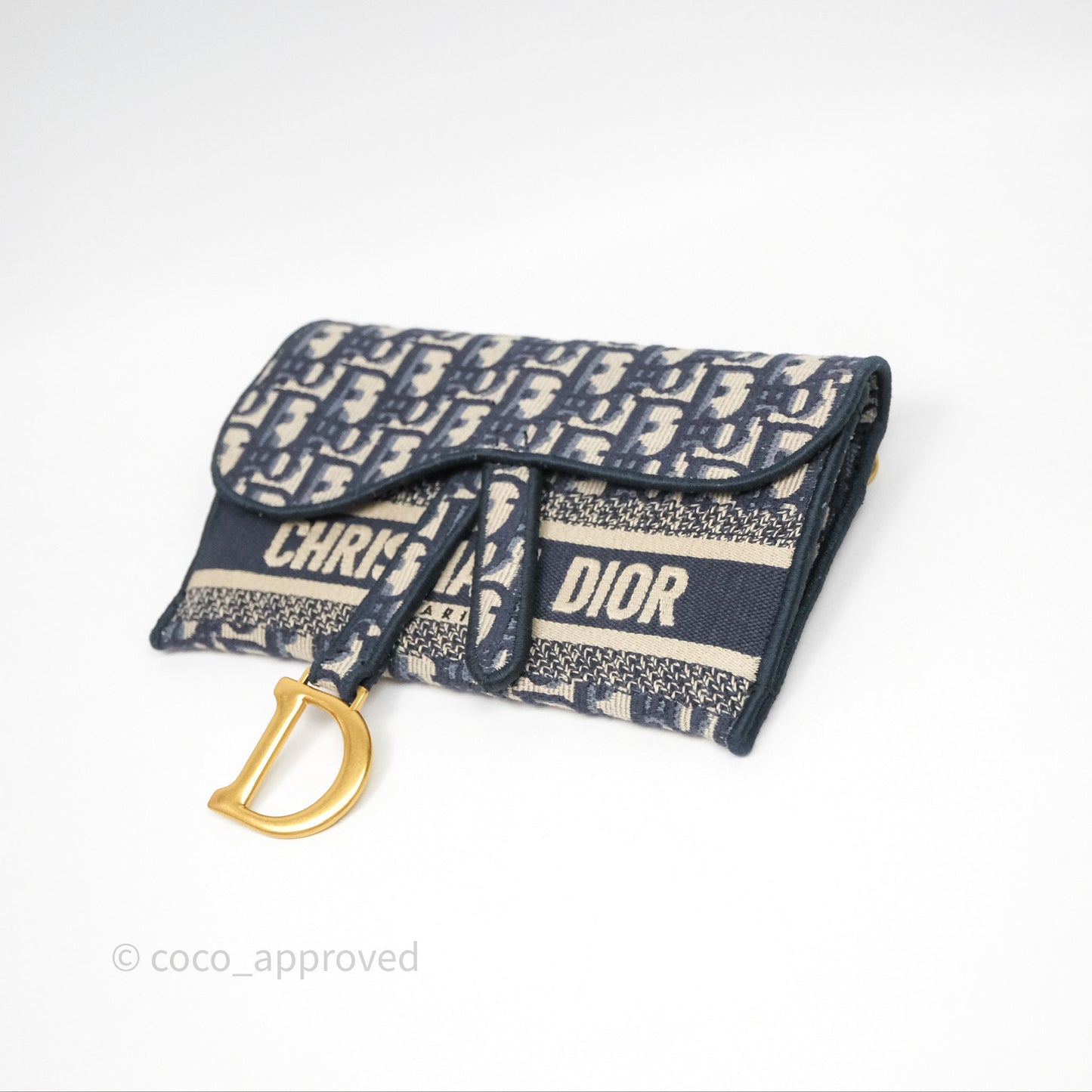 Christian Dior Navy Oblique Slim Saddle Pouch