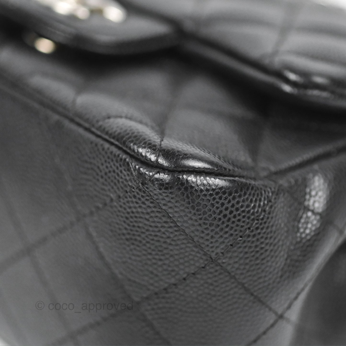 Chanel Quilted Mini Square Flap Black Caviar Silver Hardware