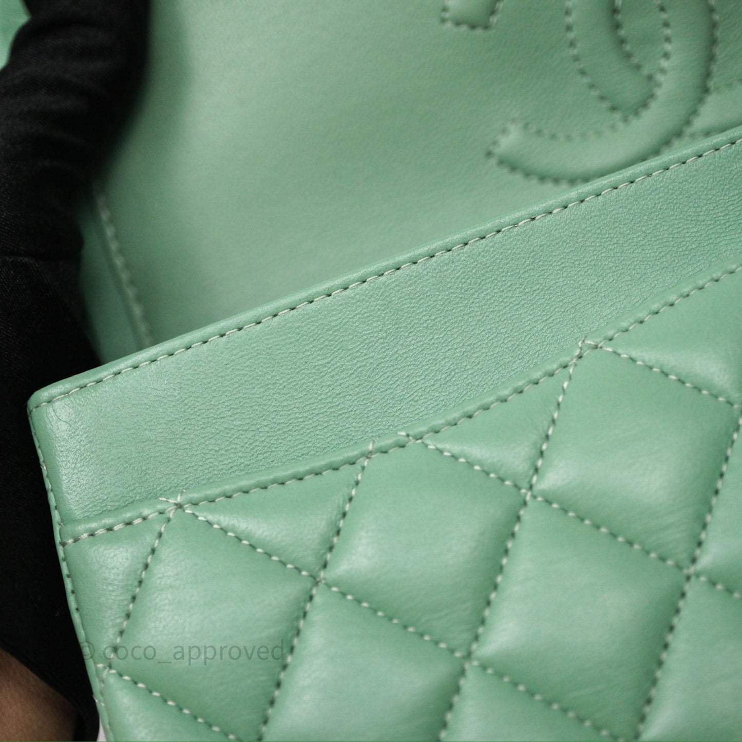 Chanel Small Classic Flap Quilted Mint Green Lambskin Gold Hardware