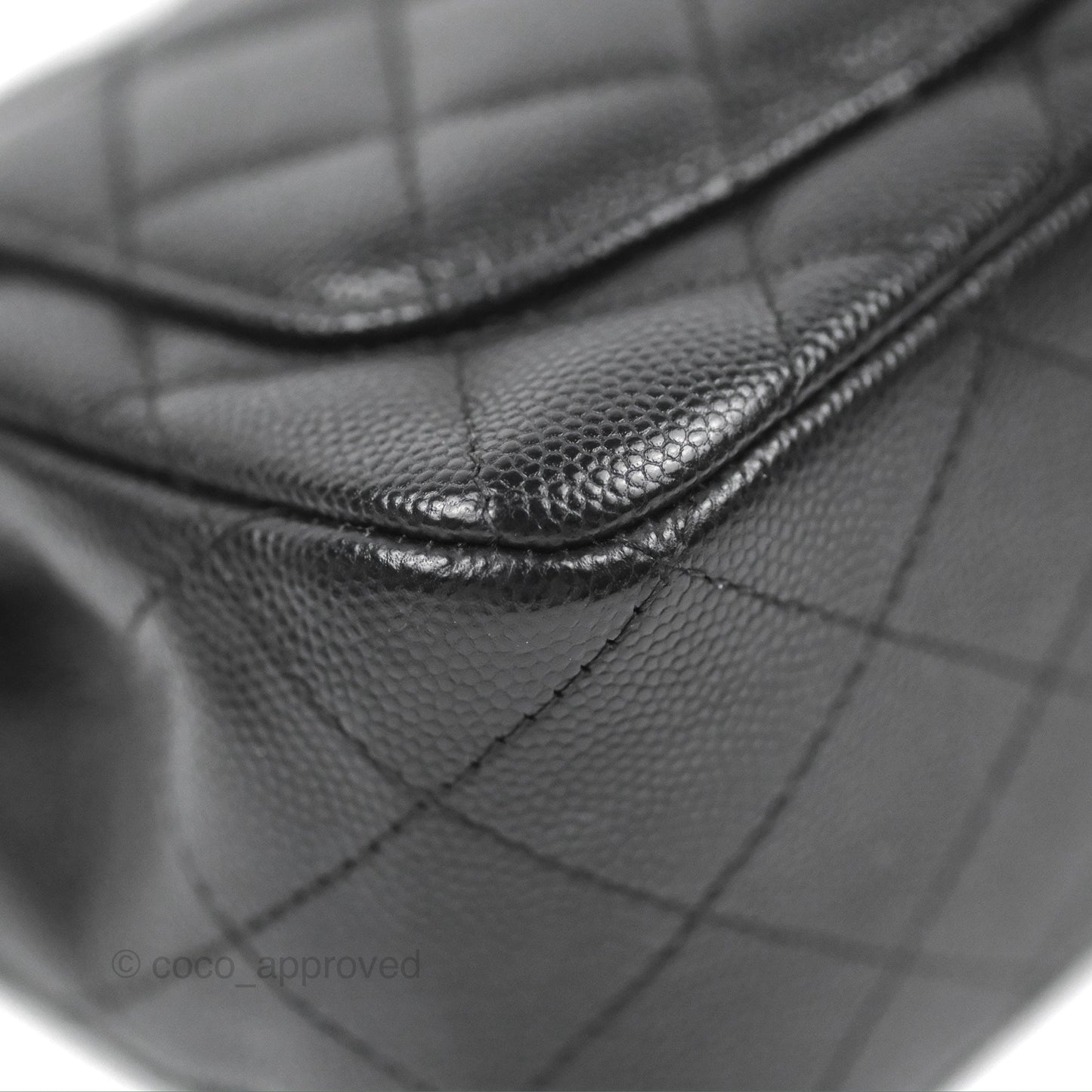 Chanel Quilted Mini Square Flap Black Caviar Silver Hardware