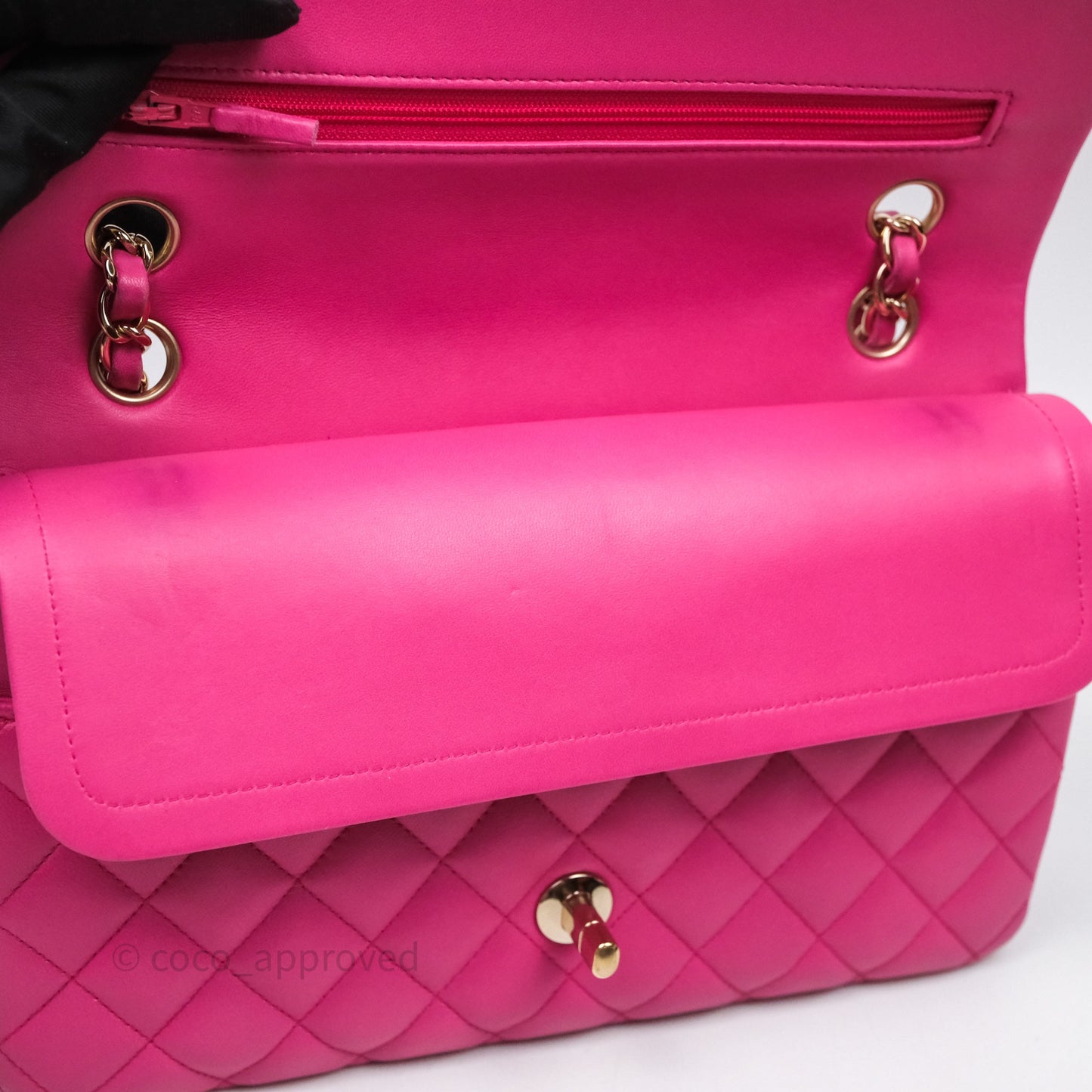 Chanel Classic M/L Medium Flap Quilted Hot Pink Lambskin Gold Hardware