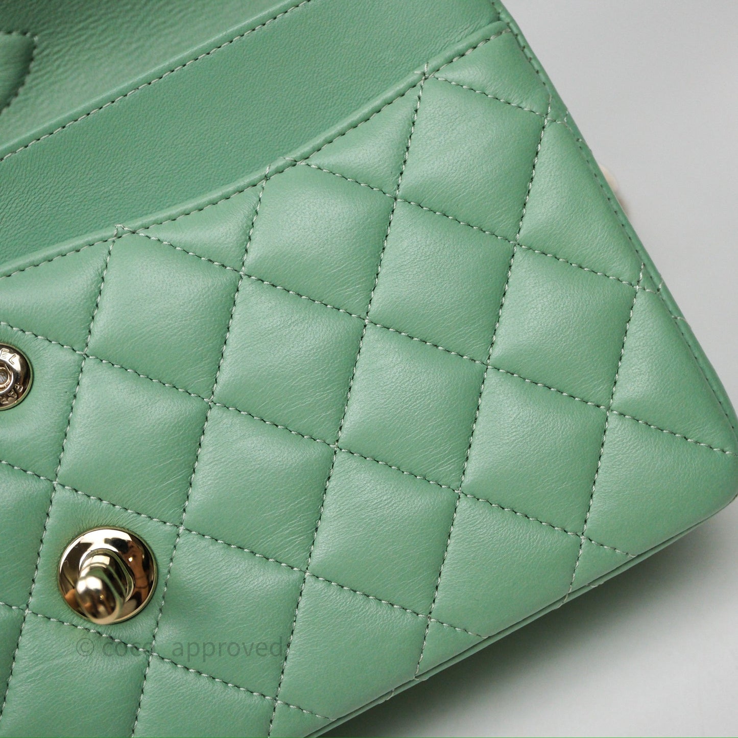 Chanel Small Classic Flap Quilted Mint Green Lambskin Gold Hardware