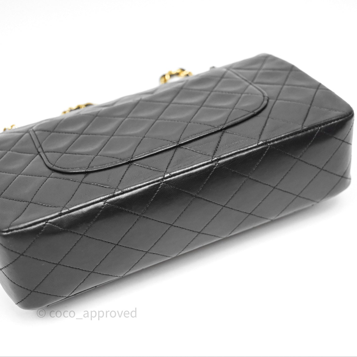 Chanel Vintage M/L Lambskin Medium Double Flap Bag Black 24K Gold Hardware