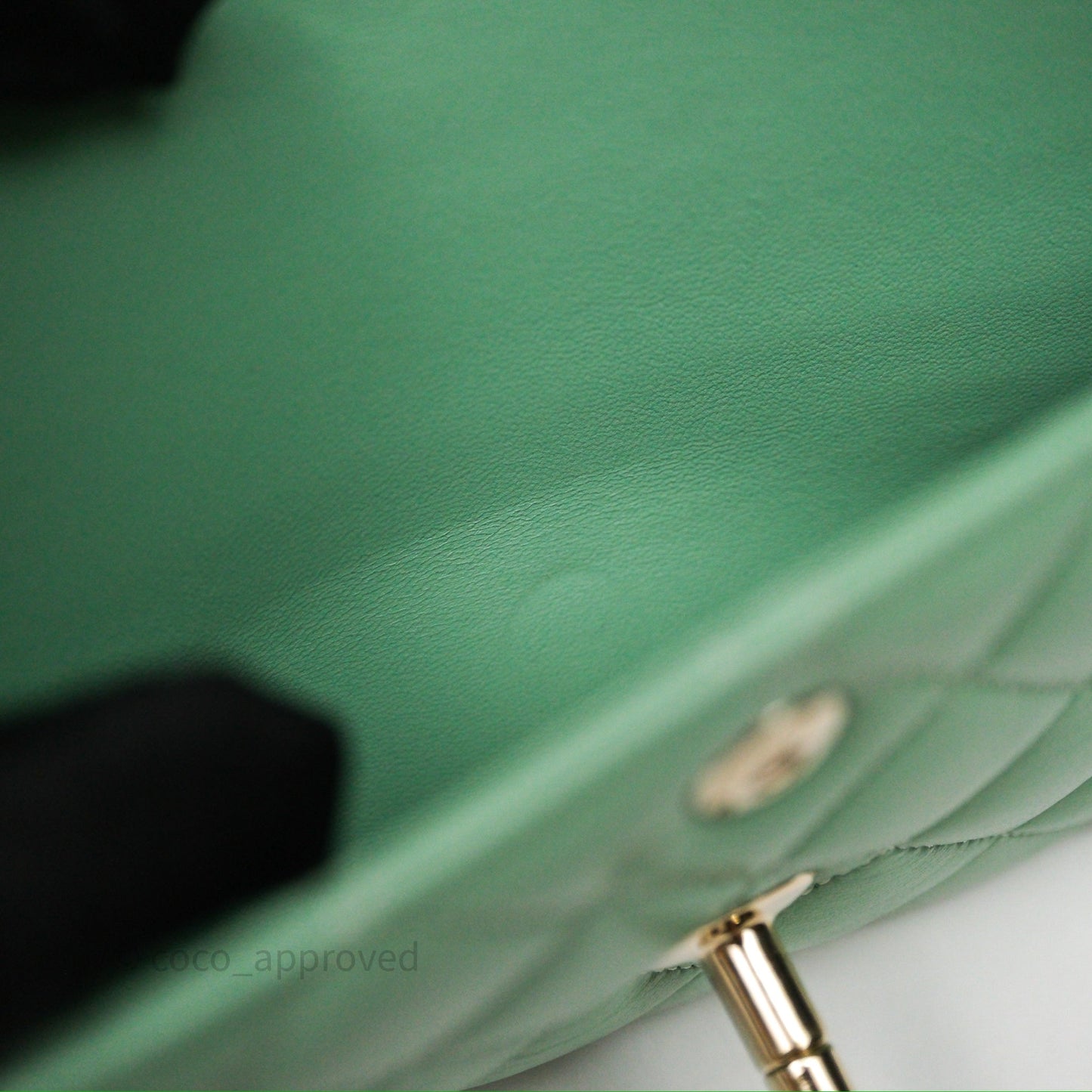 Chanel Small Classic Flap Quilted Mint Green Lambskin Gold Hardware