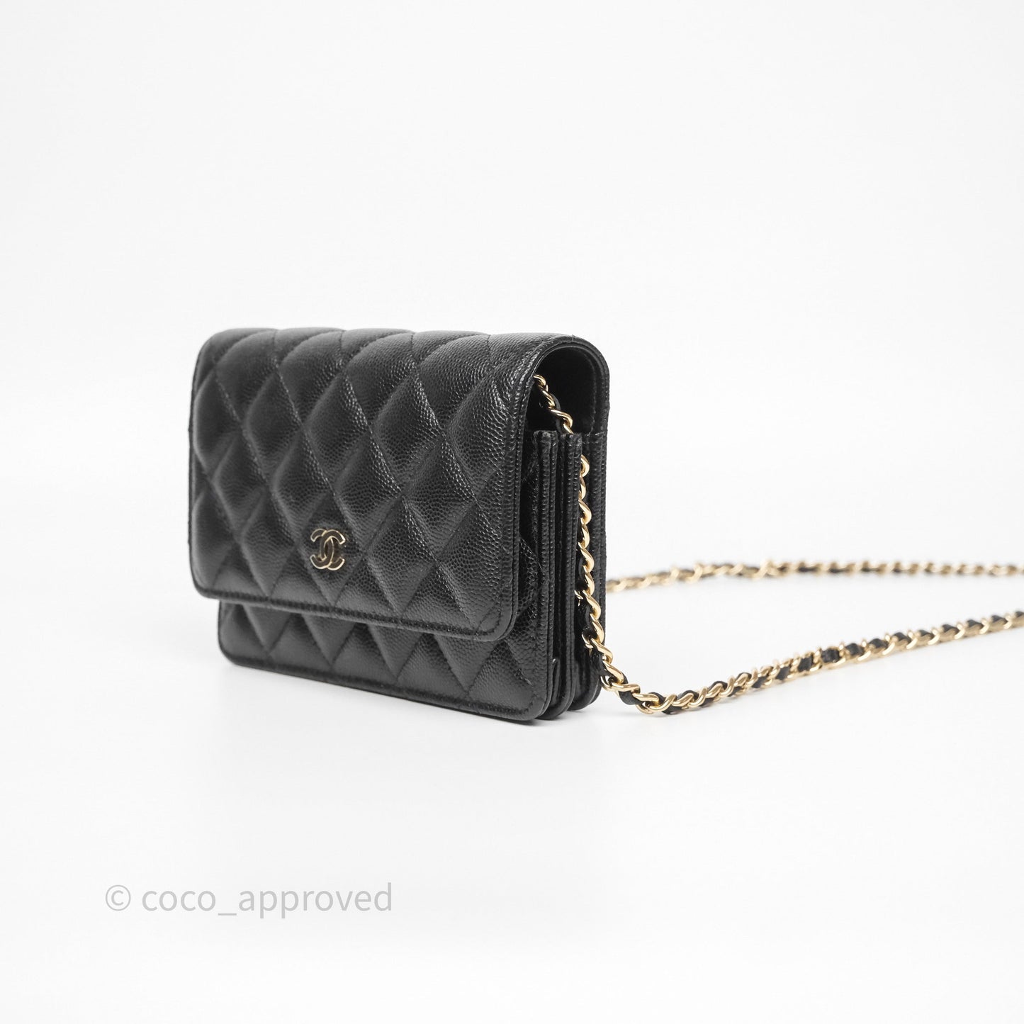 Chanel Quilted Mini Wallet on Chain WOC Black Caviar Gold Hardware
