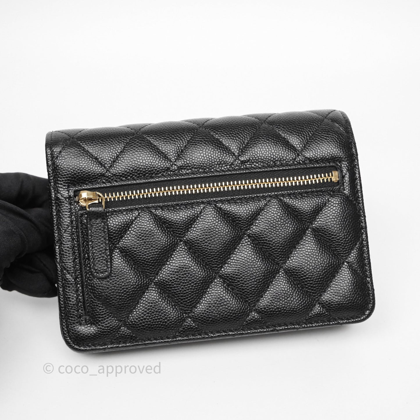 Chanel Quilted Mini Wallet on Chain WOC Black Caviar Gold Hardware