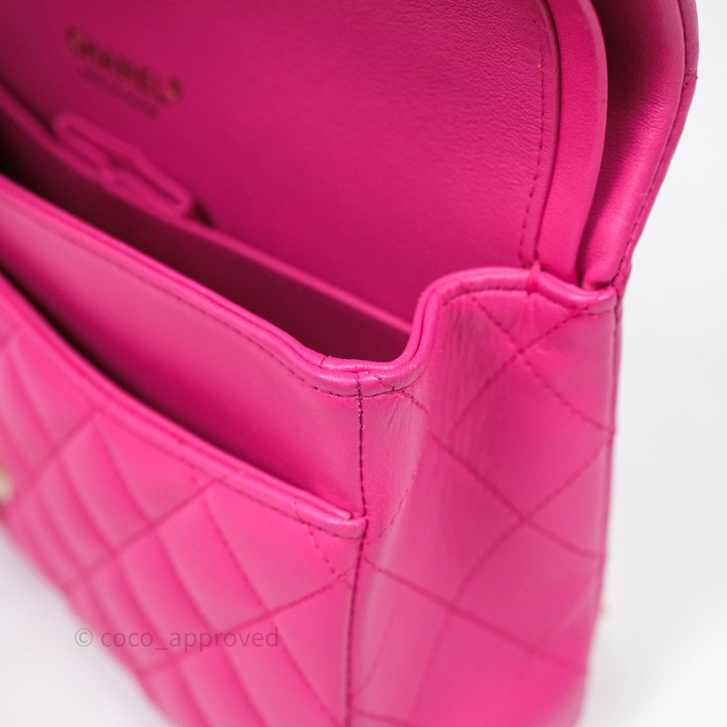 Chanel Classic M/L Medium Flap Quilted Hot Pink Lambskin Gold Hardware