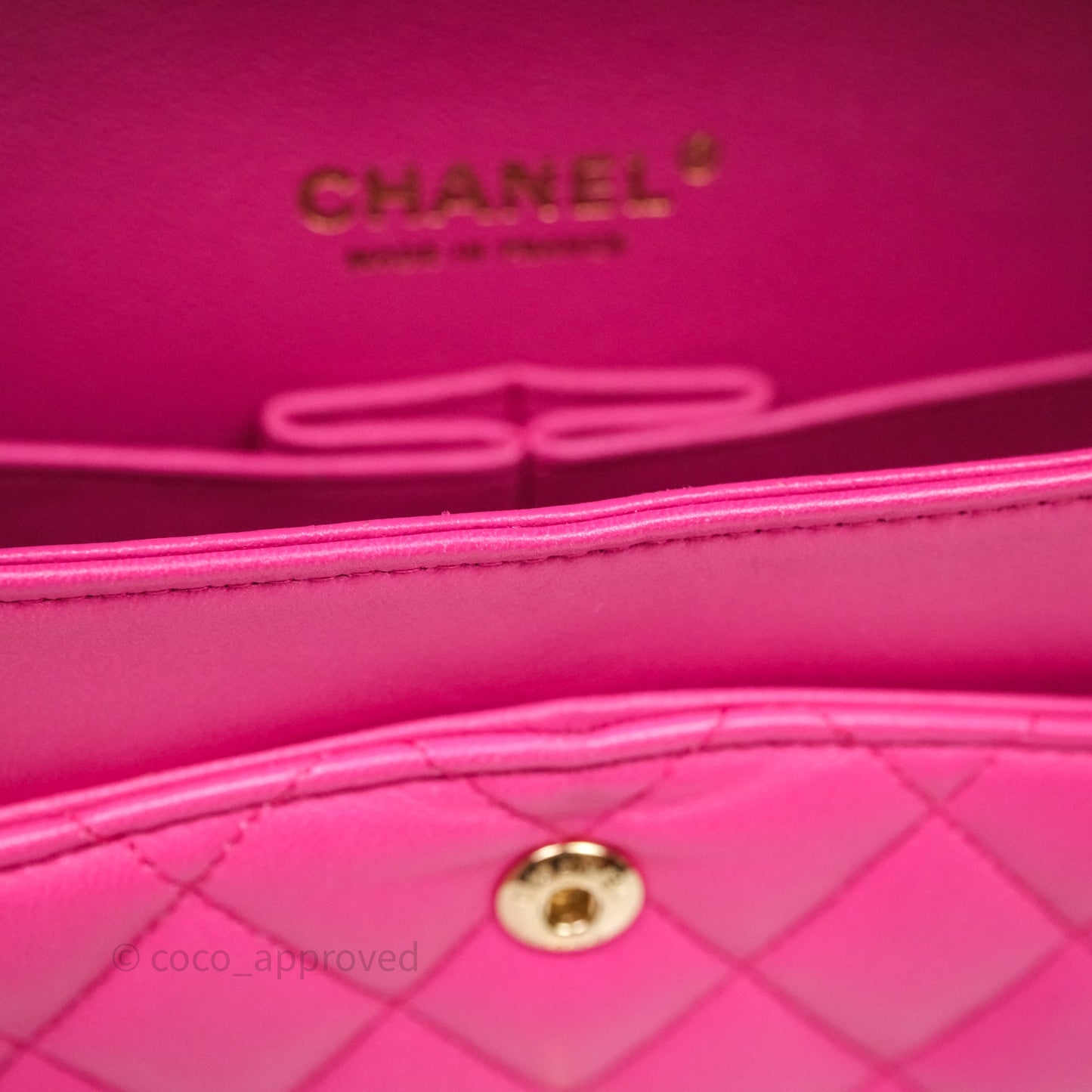 Chanel Classic M/L Medium Flap Quilted Hot Pink Lambskin Gold Hardware