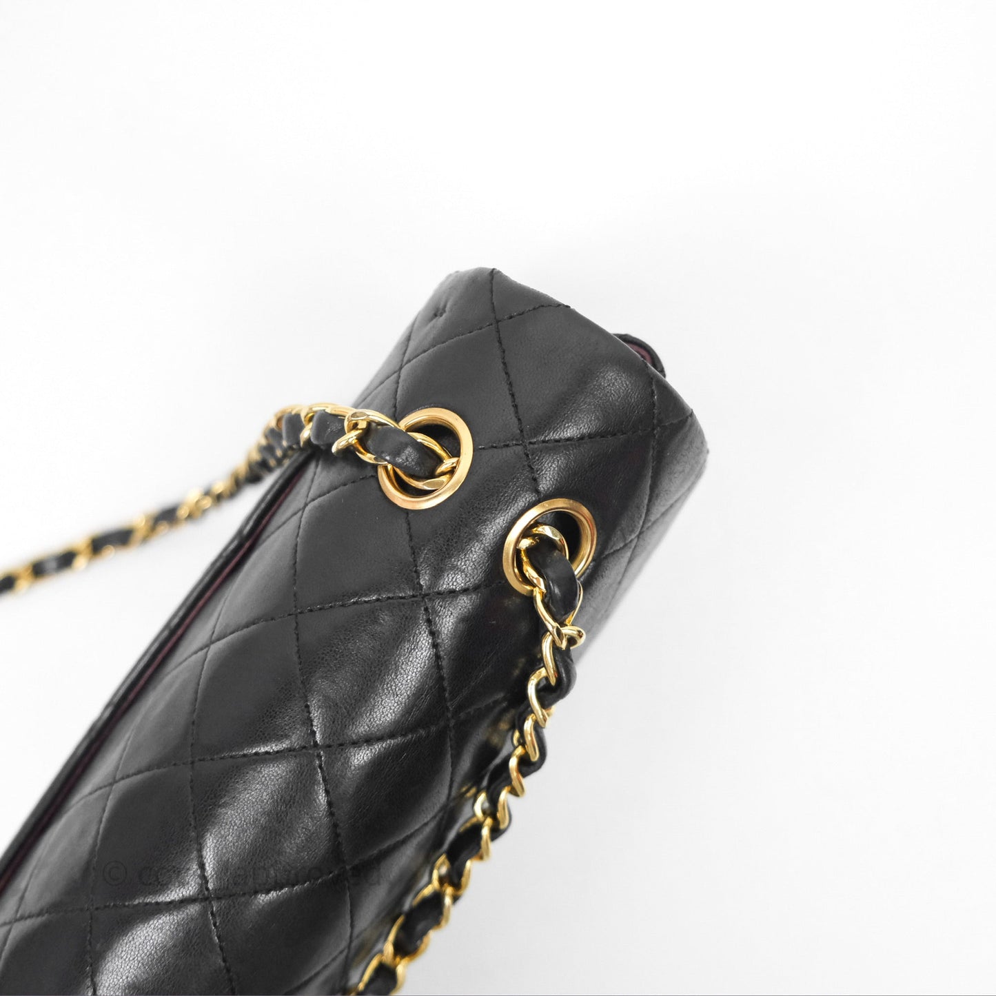 Chanel Vintage M/L Lambskin Medium Double Flap Bag Black 24K Gold Hardware