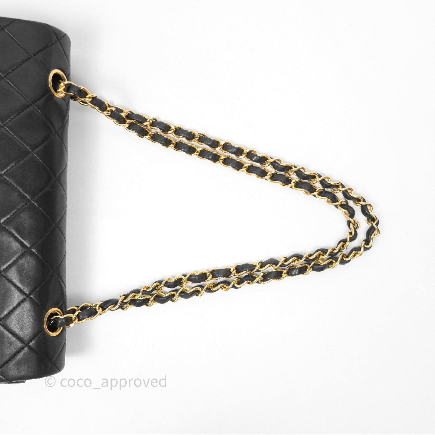 Chanel Vintage M/L Lambskin Medium Double Flap Bag Black 24K Gold Hardware