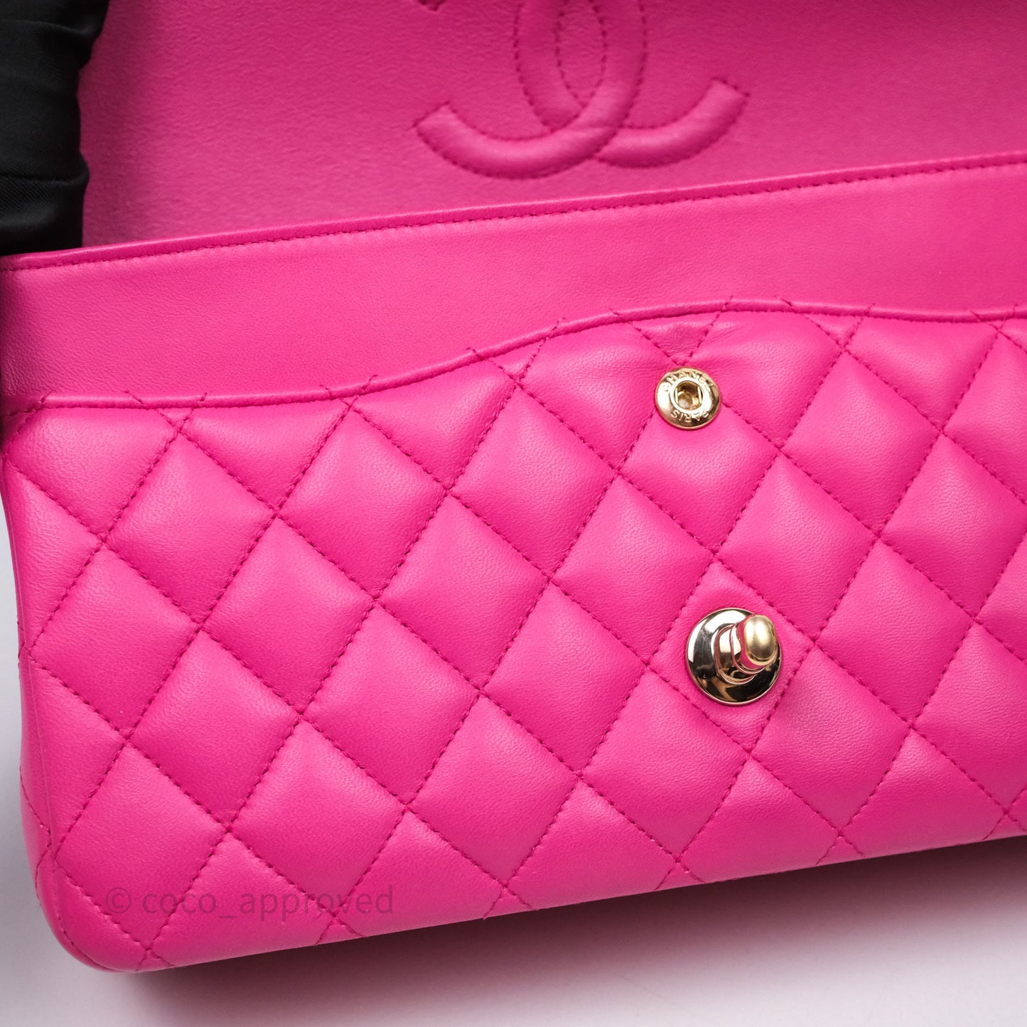 Chanel Classic M/L Medium Flap Quilted Hot Pink Lambskin Gold Hardware