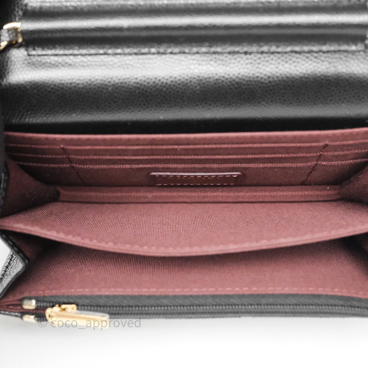Chanel Quilted Mini Wallet on Chain WOC Black Caviar Gold Hardware