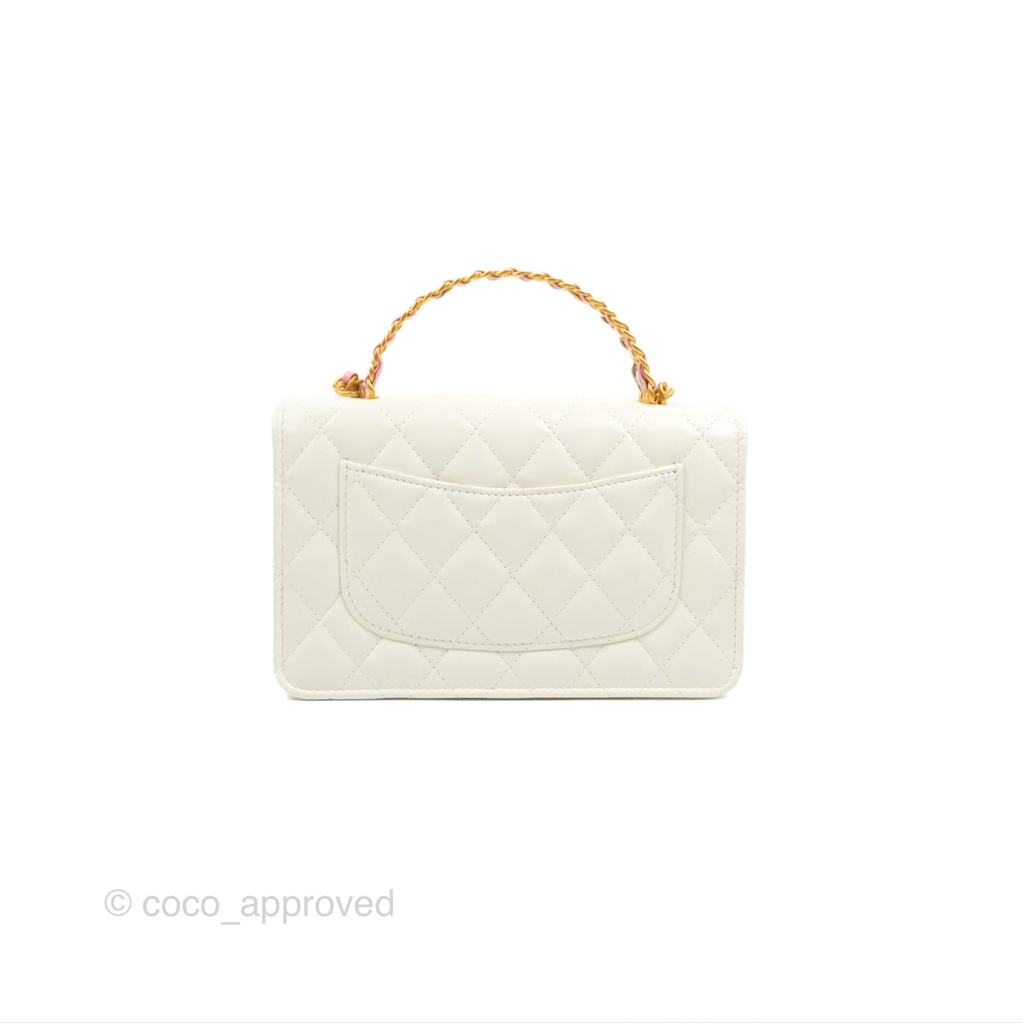 Chanel Rainbow Top Handle Wallet On Chain WOC White Glazed Lambskin 23P