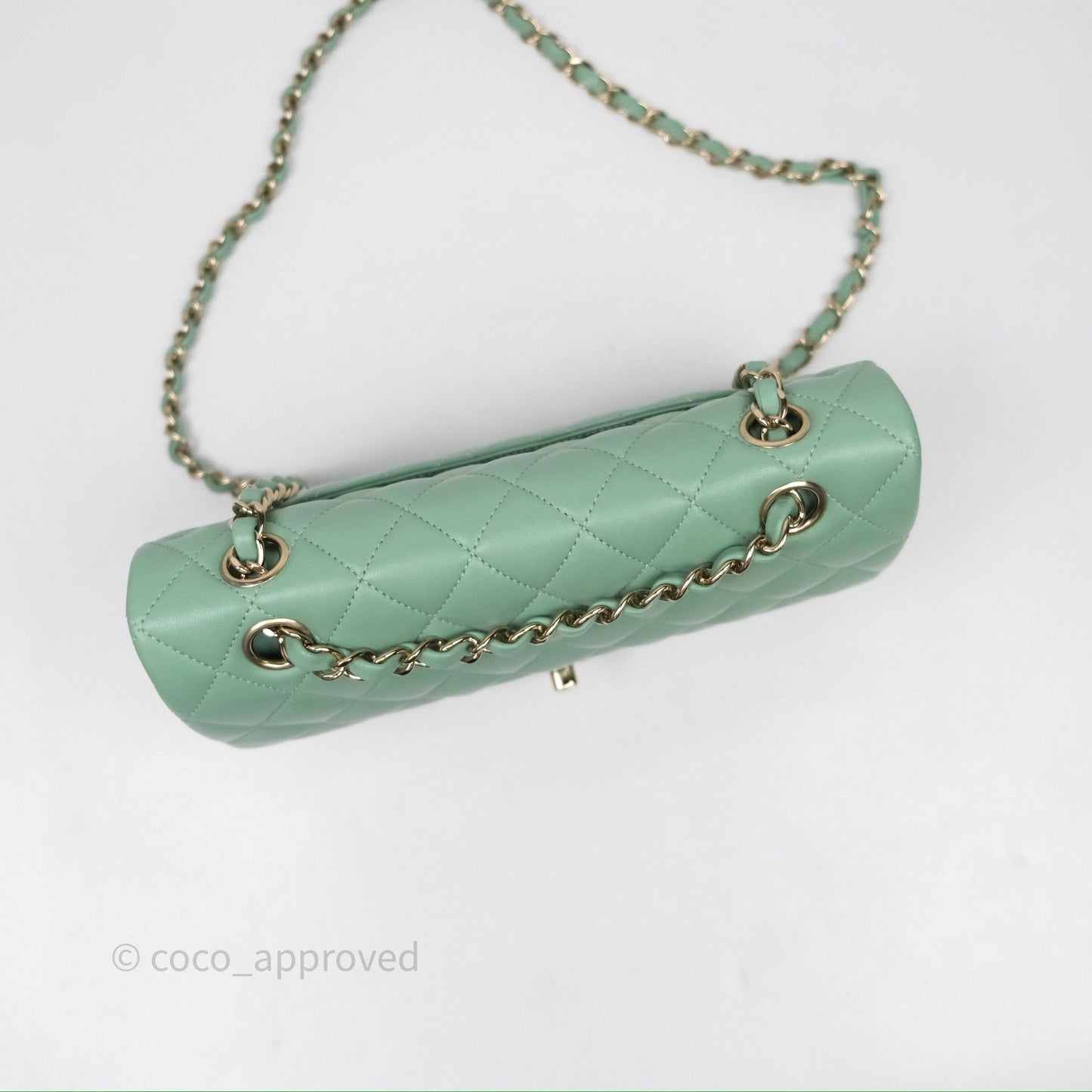 Chanel Small Classic Flap Quilted Mint Green Lambskin Gold Hardware