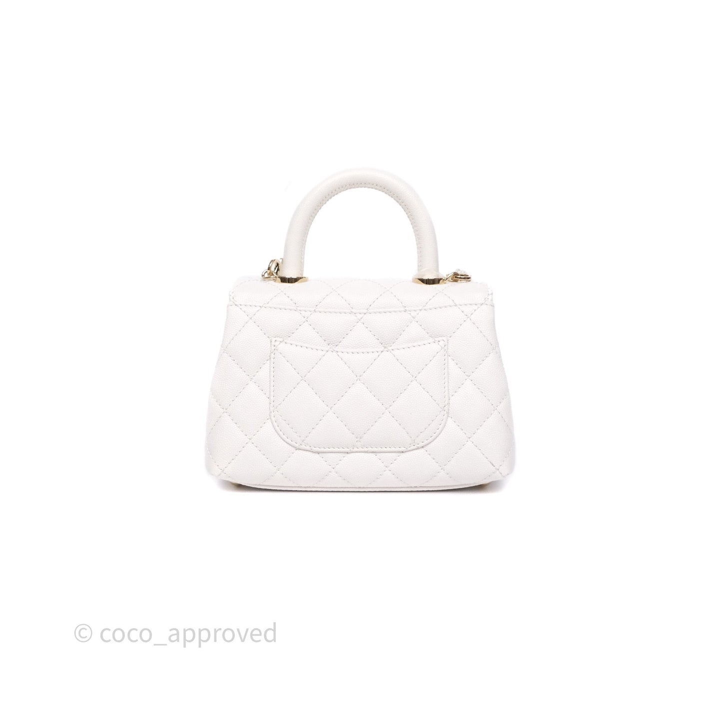 Chanel Mini Coco Handle Quilted Ivory White Caviar Gold Hardware