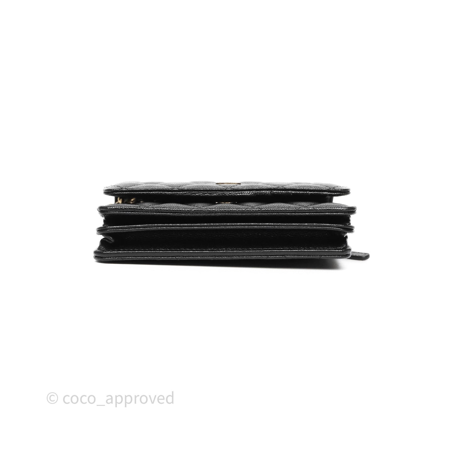 Chanel Quilted Mini Wallet on Chain WOC Black Caviar Gold Hardware
