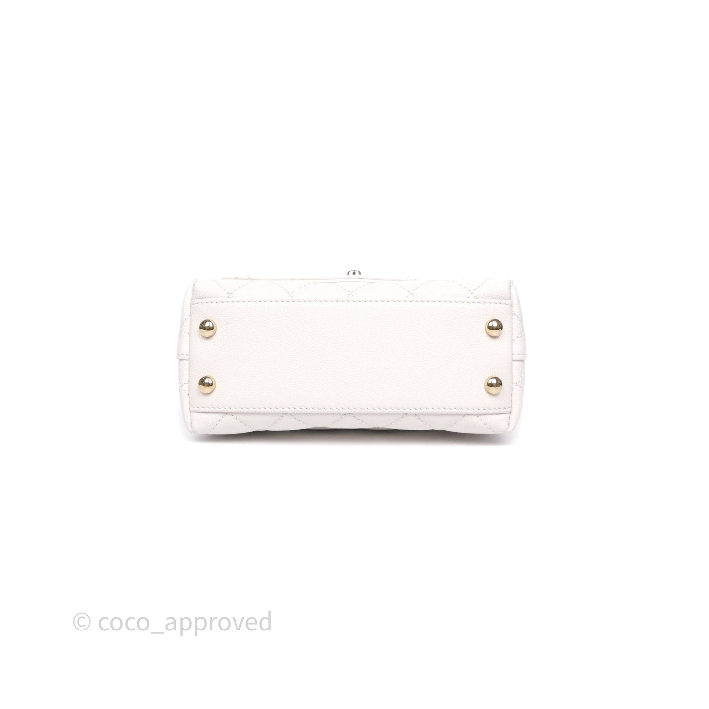 Chanel Mini Coco Handle Quilted Ivory White Caviar Gold Hardware