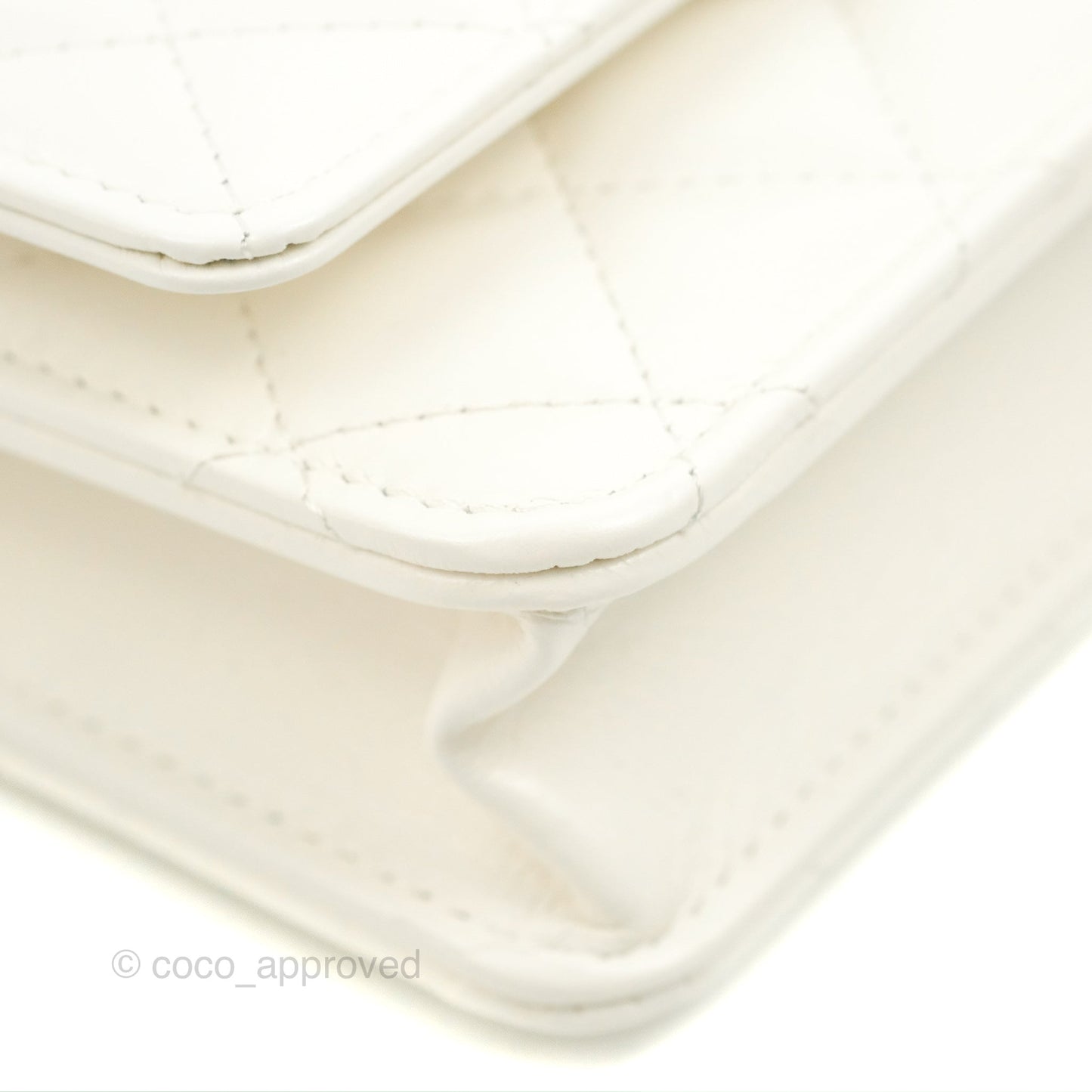 Chanel Rainbow Top Handle Wallet On Chain WOC White Glazed Lambskin 23P
