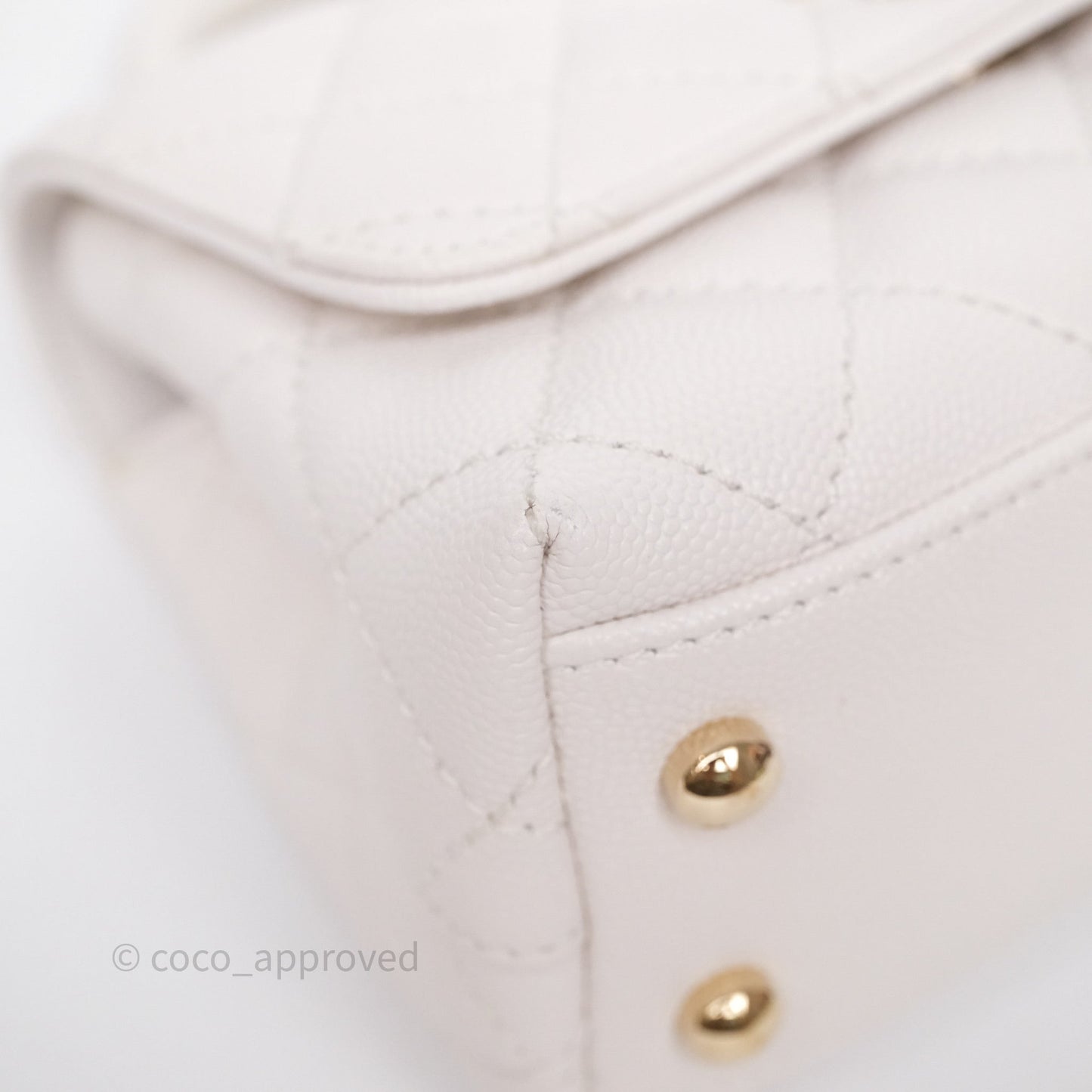 Chanel Mini Coco Handle Quilted Ivory White Caviar Gold Hardware