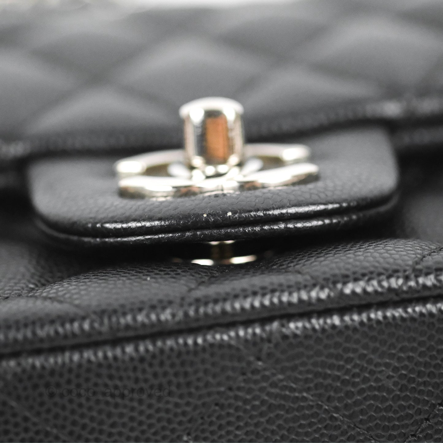 Chanel Quilted Mini Square Flap Black Caviar Silver Hardware