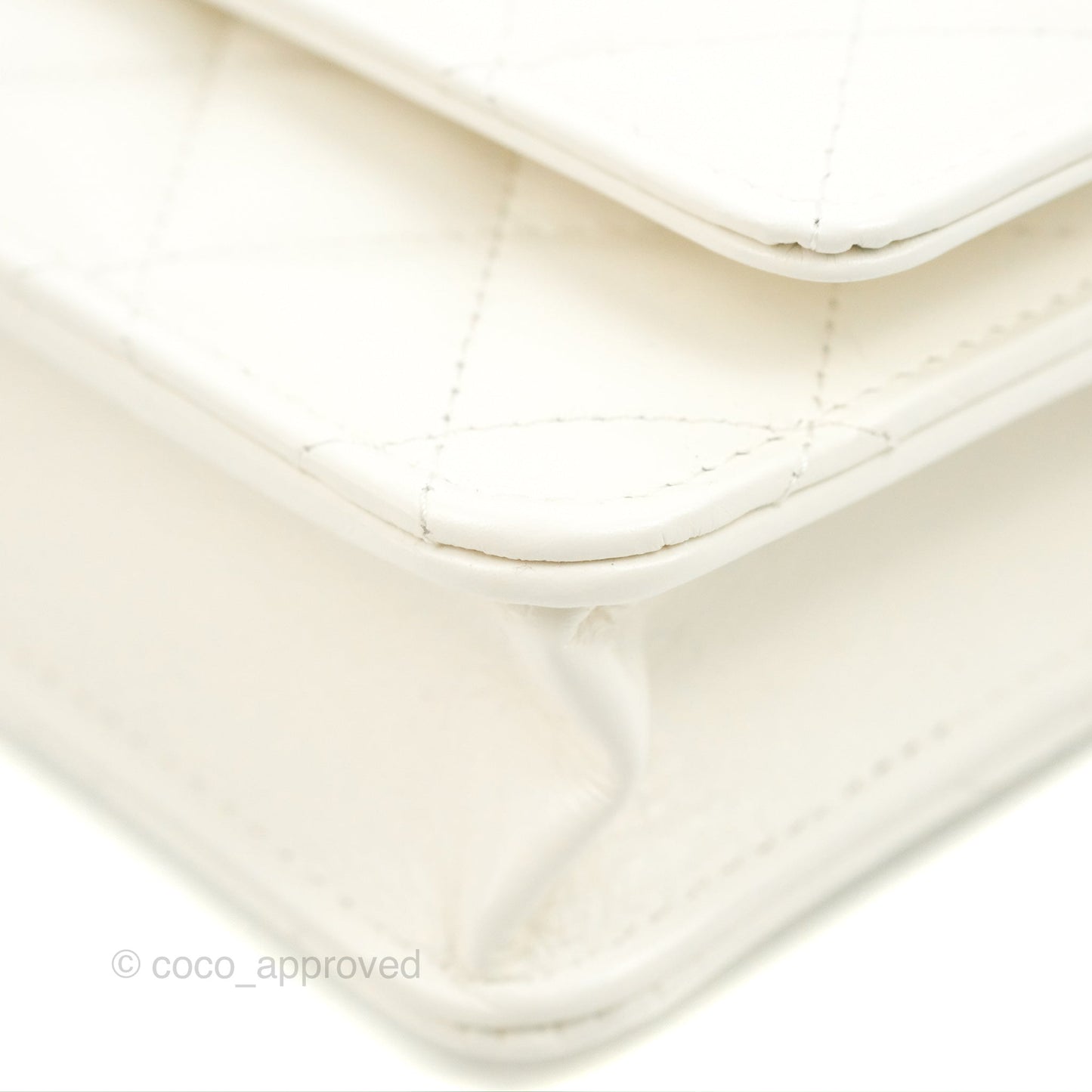 Chanel Rainbow Top Handle Wallet On Chain WOC White Glazed Lambskin 23P