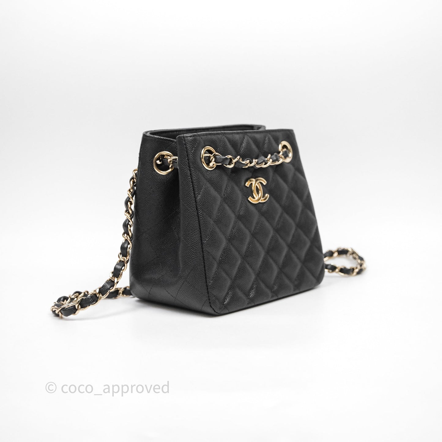 Chanel Mini Bucket Tote Black Caviar Gold Hardware 22S