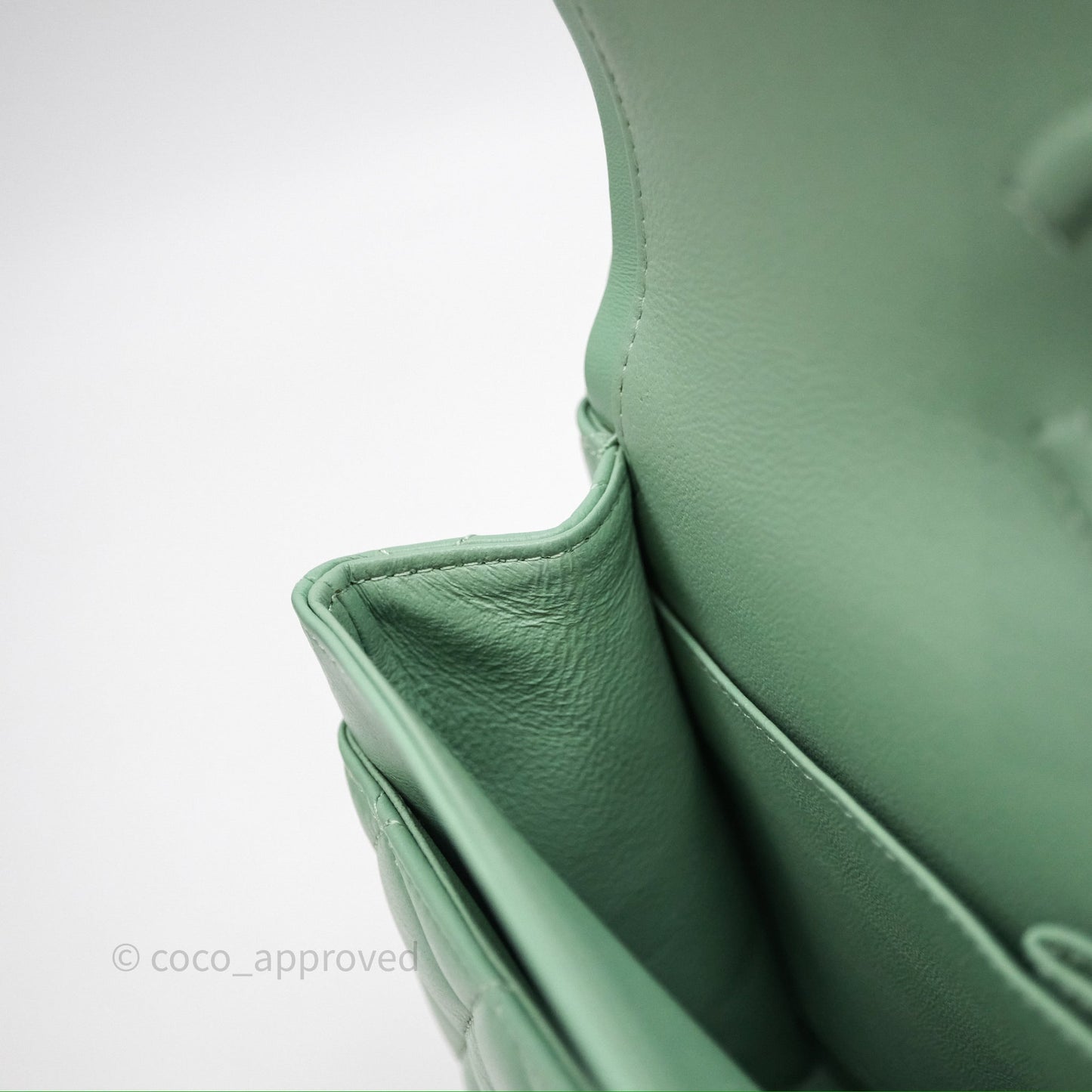 Chanel Small Classic Flap Quilted Mint Green Lambskin Gold Hardware