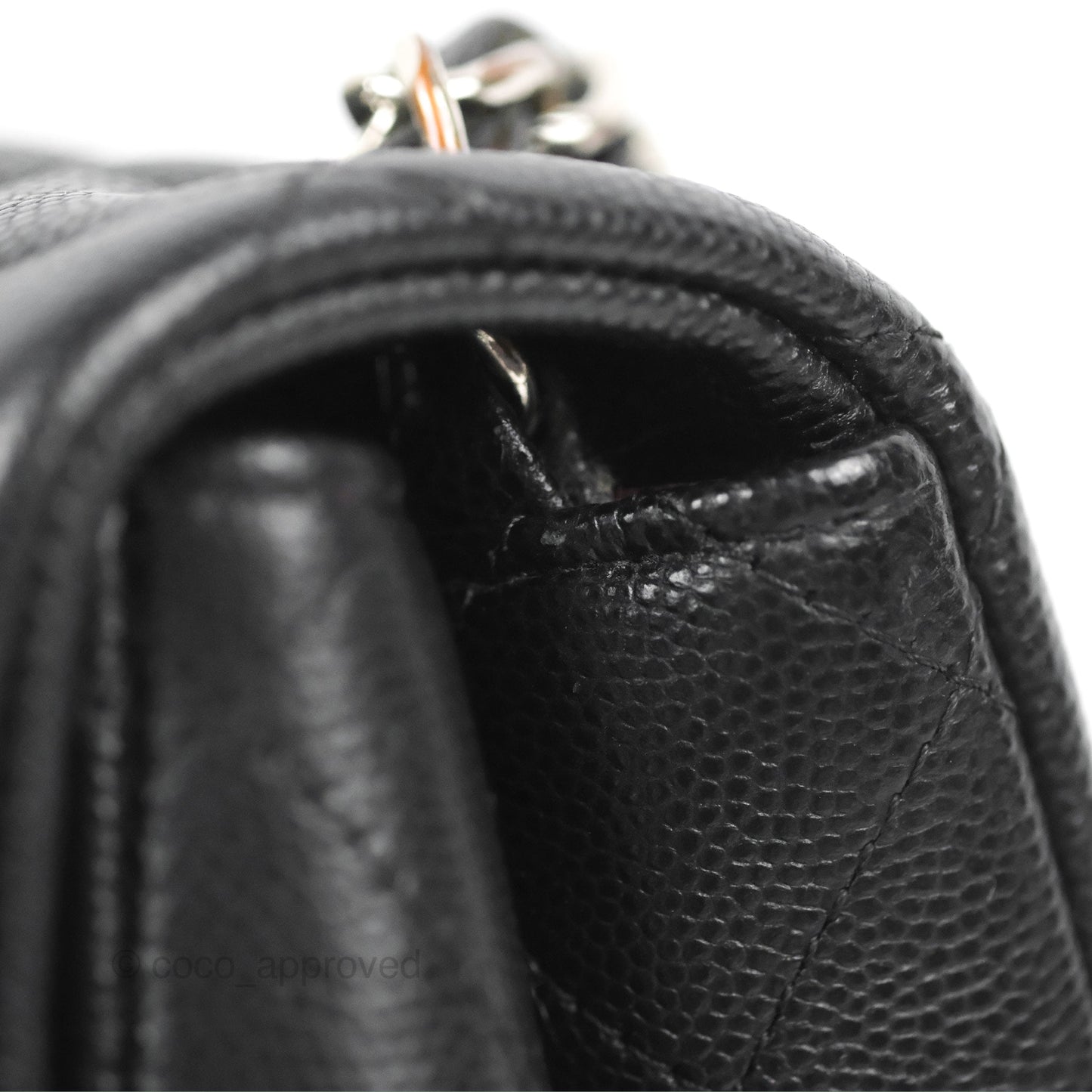 Chanel Quilted Mini Square Flap Black Caviar Silver Hardware