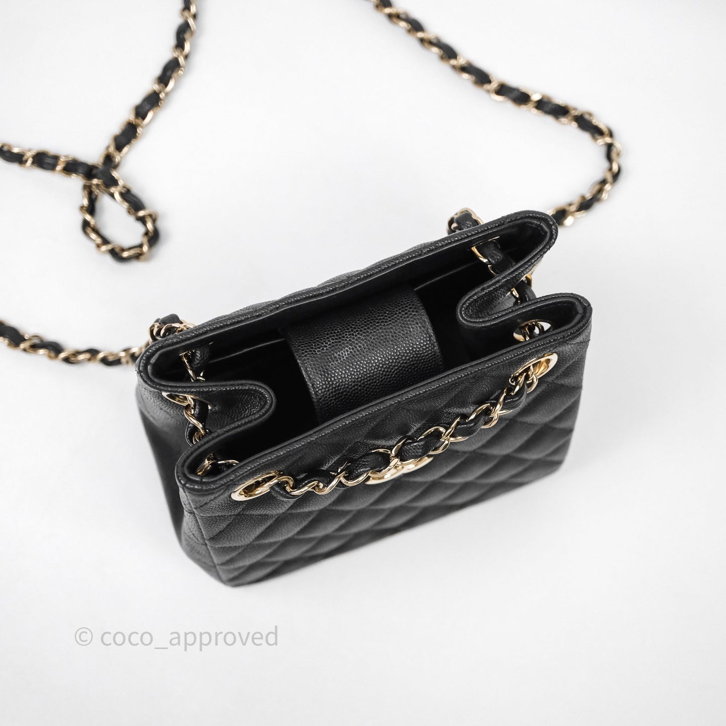 Chanel Mini Bucket Tote Black Caviar Gold Hardware 22S