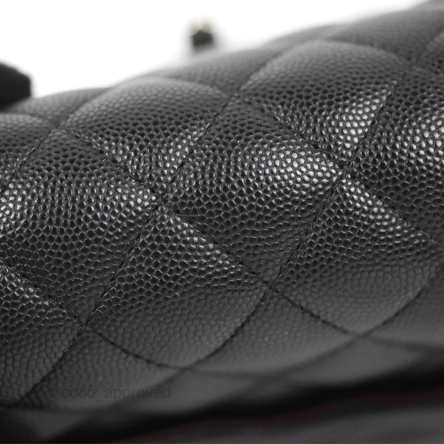 Chanel Quilted Mini Square Flap Black Caviar Silver Hardware