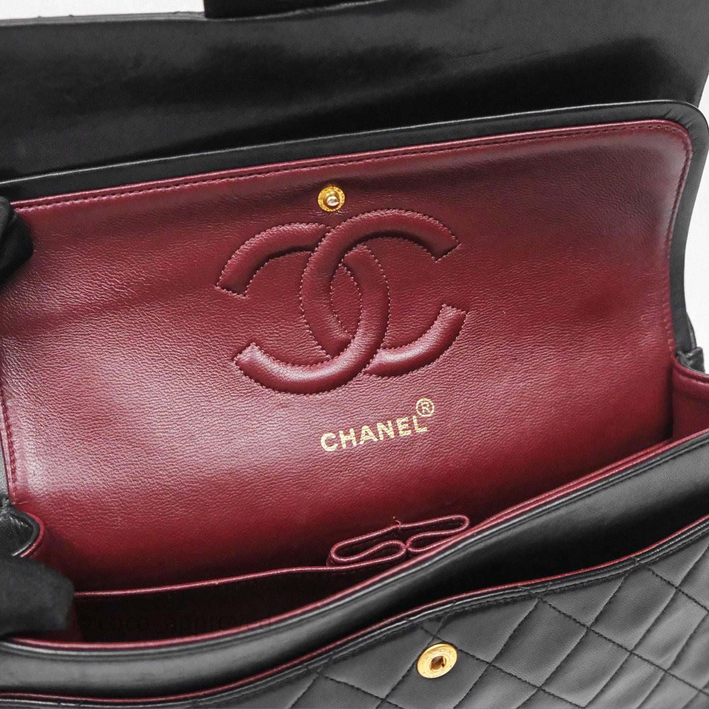 Chanel Vintage M/L Lambskin Medium Double Flap Bag Black 24K Gold Hardware