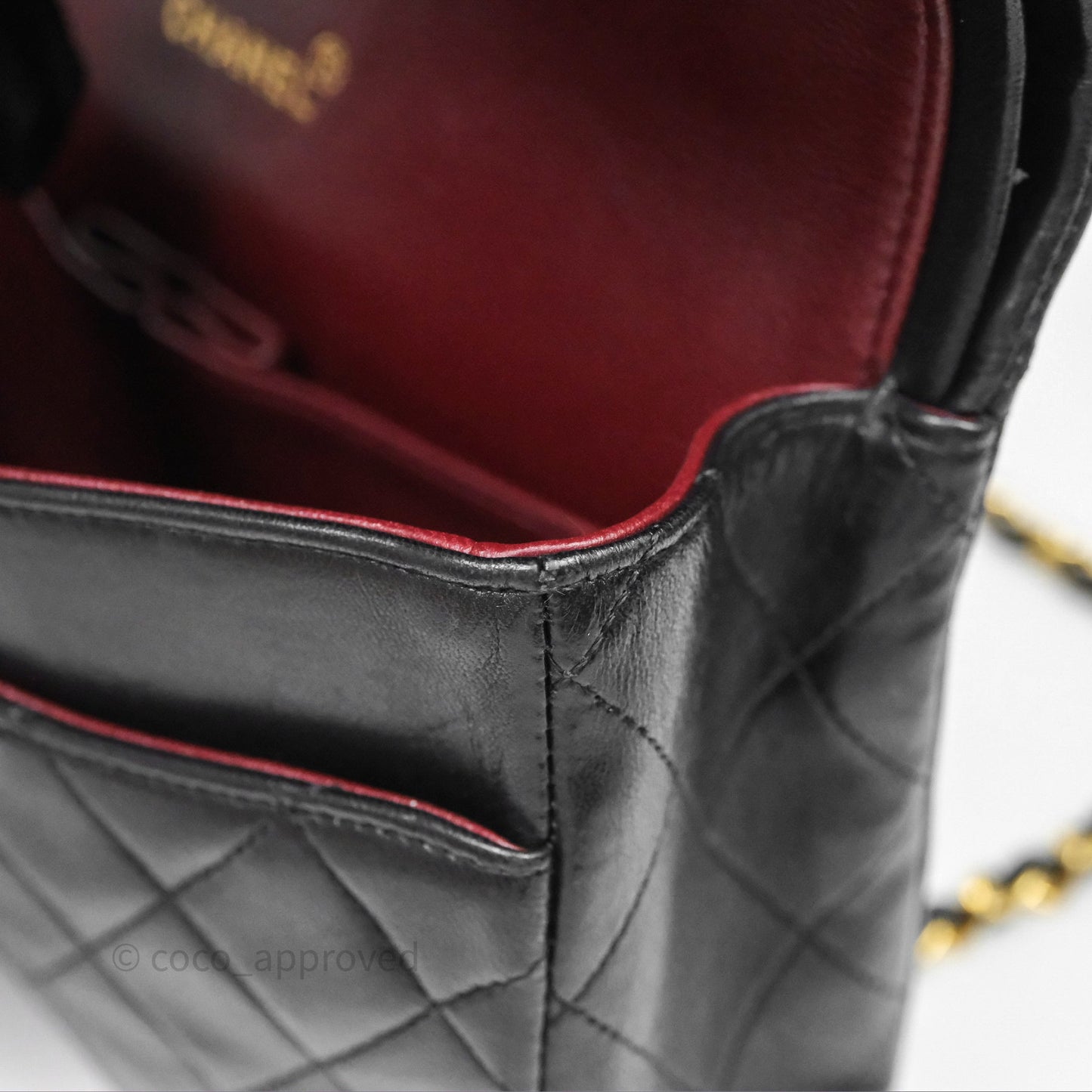 Chanel Vintage M/L Lambskin Medium Double Flap Bag Black 24K Gold Hardware