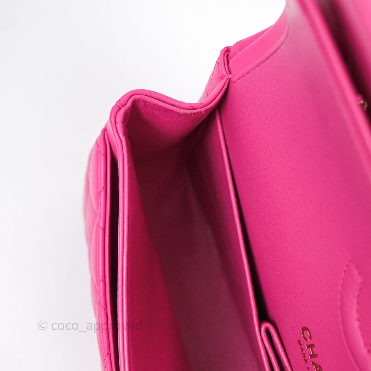 Chanel Classic M/L Medium Flap Quilted Hot Pink Lambskin Gold Hardware