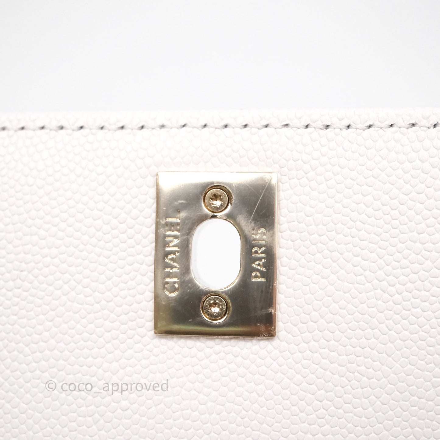 Chanel Mini Coco Handle Quilted Ivory White Caviar Gold Hardware
