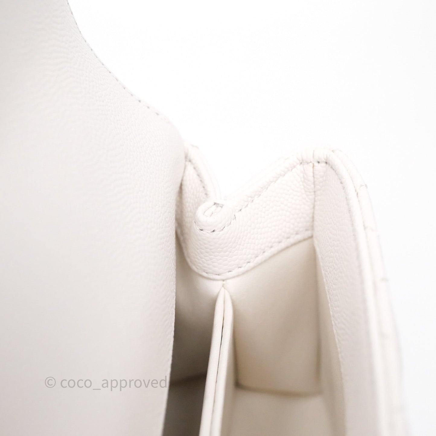 Chanel Mini Coco Handle Quilted Ivory White Caviar Gold Hardware