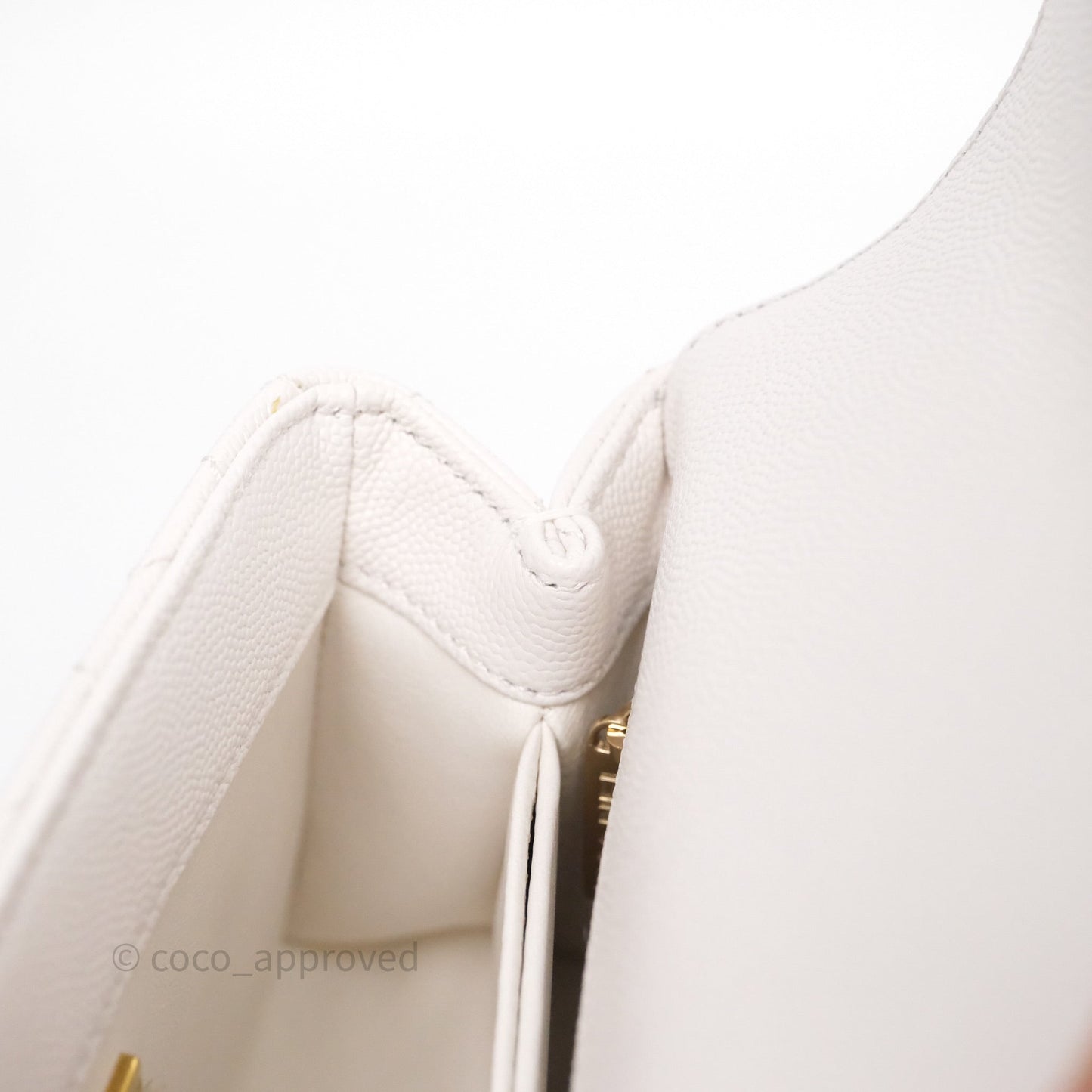 Chanel Mini Coco Handle Quilted Ivory White Caviar Gold Hardware