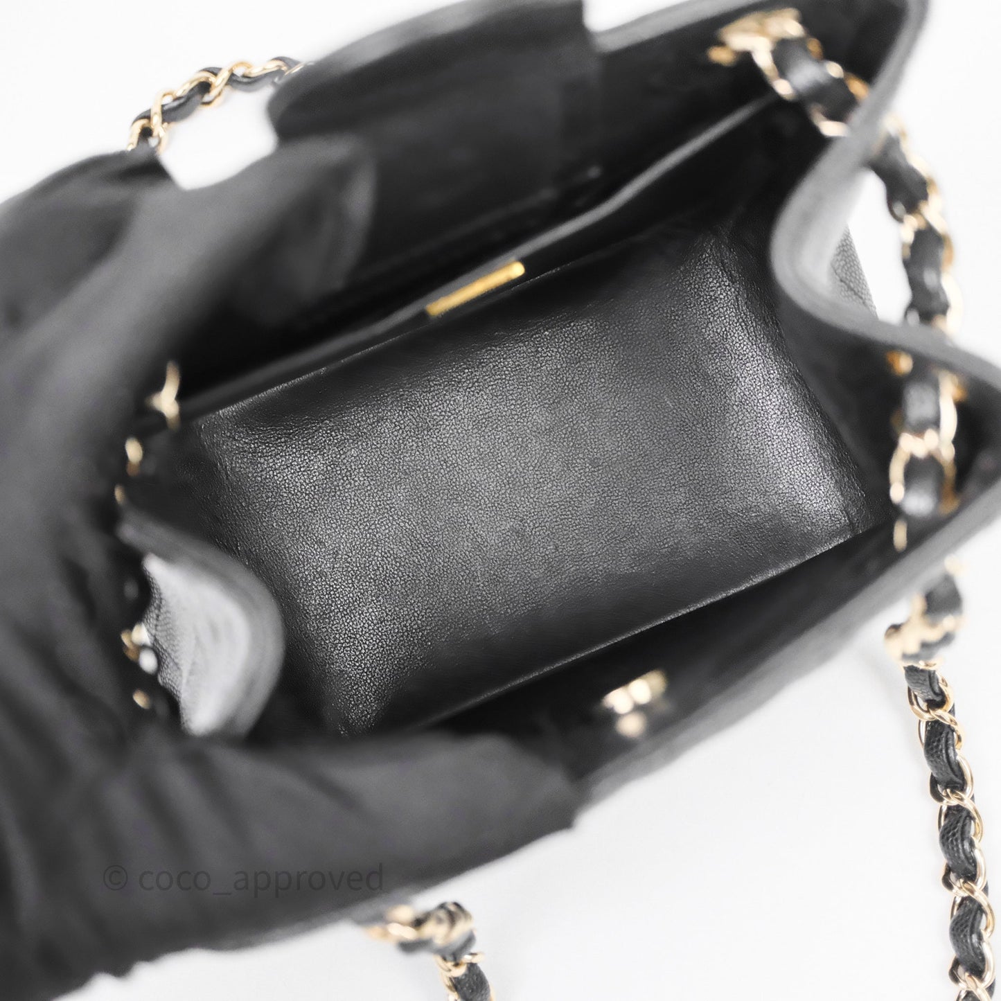 Chanel Mini Bucket Tote Black Caviar Gold Hardware 22S