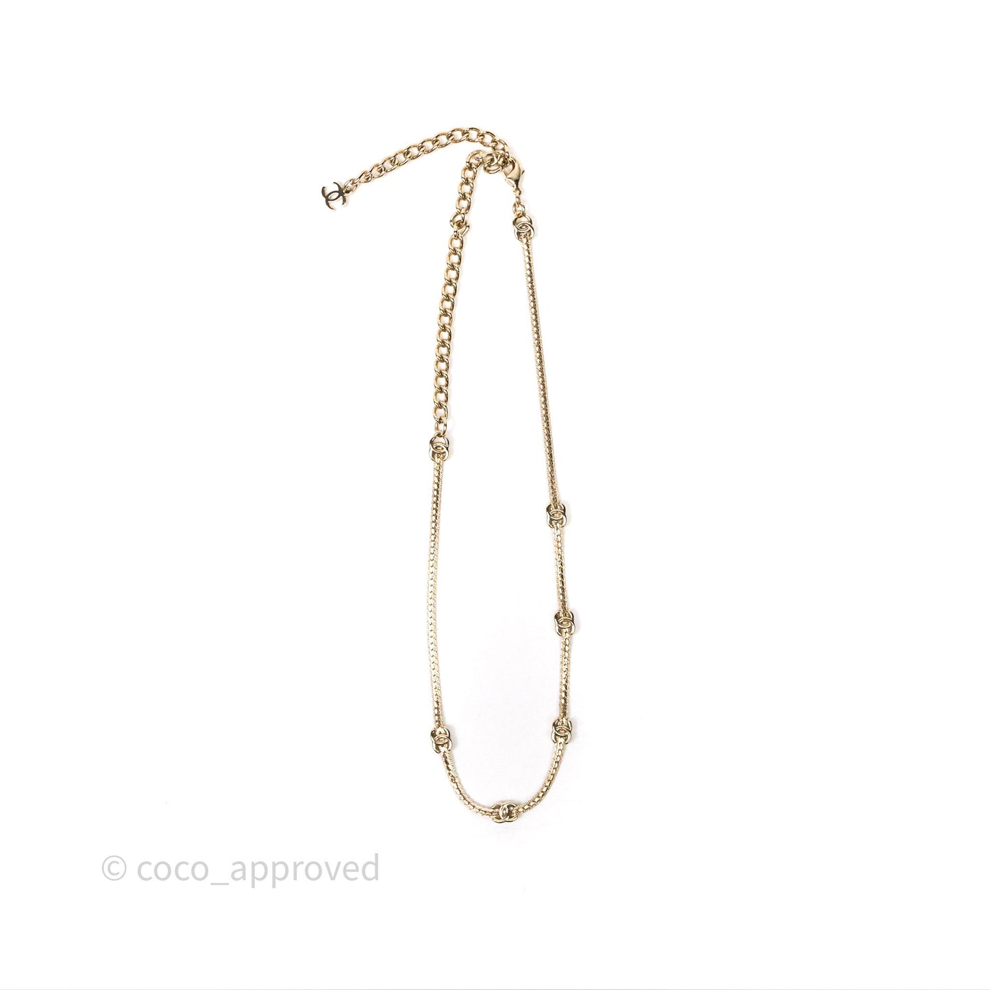 Chanel CC Logo Adjustable Necklace Gold Tone 25V