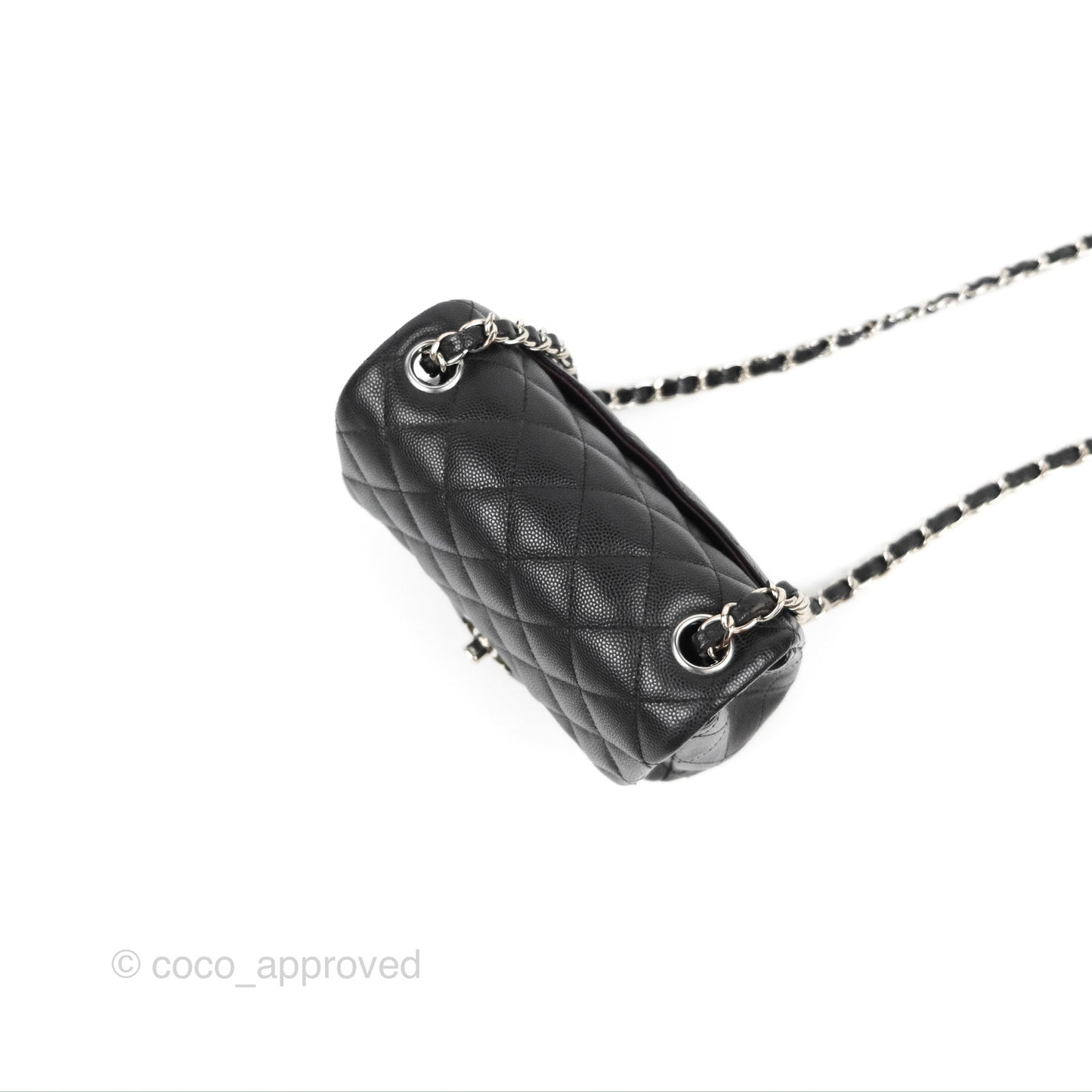 Chanel Quilted Mini Square Flap Black Caviar Silver Hardware