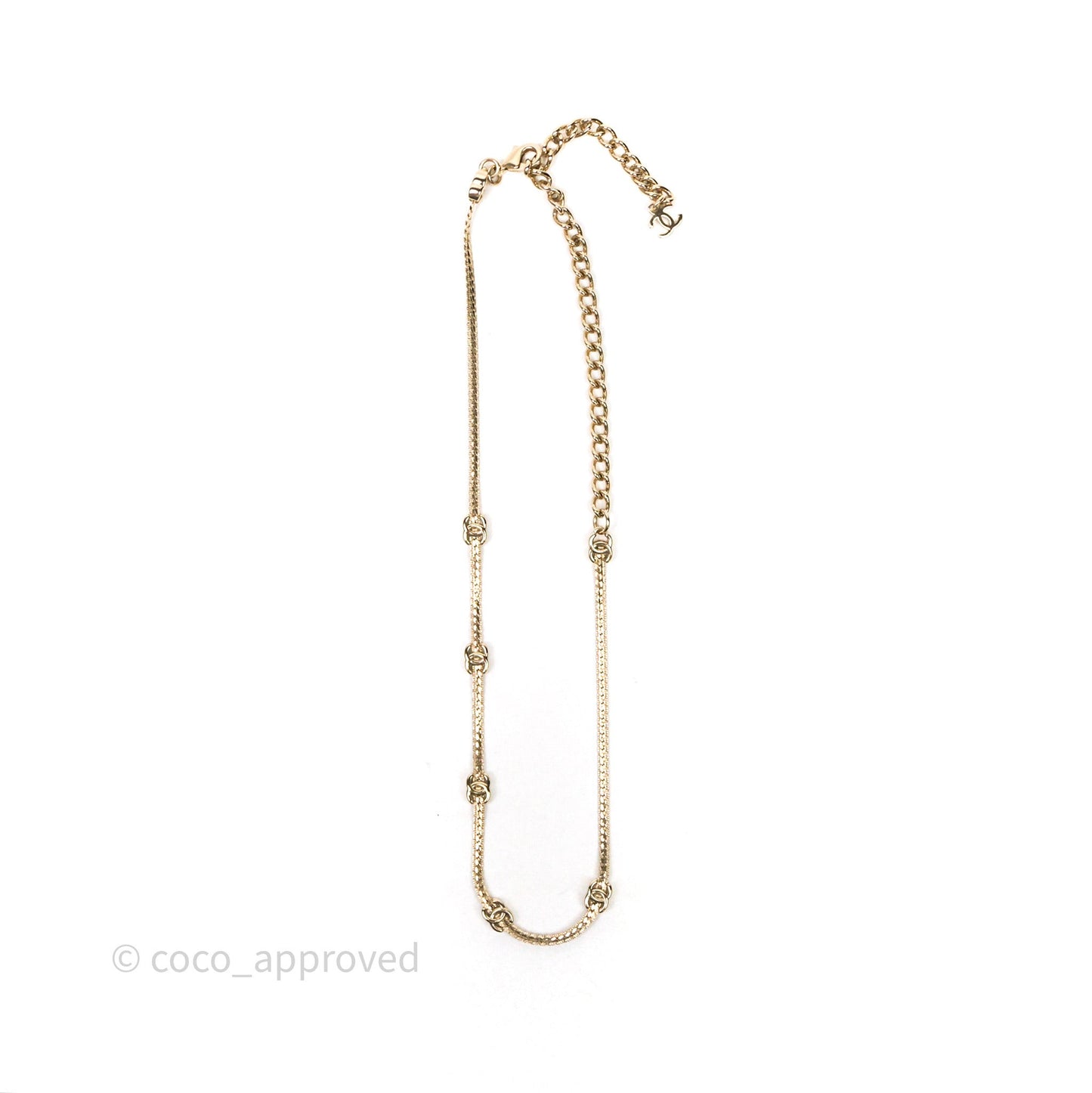 Chanel CC Logo Adjustable Necklace Gold Tone 25V