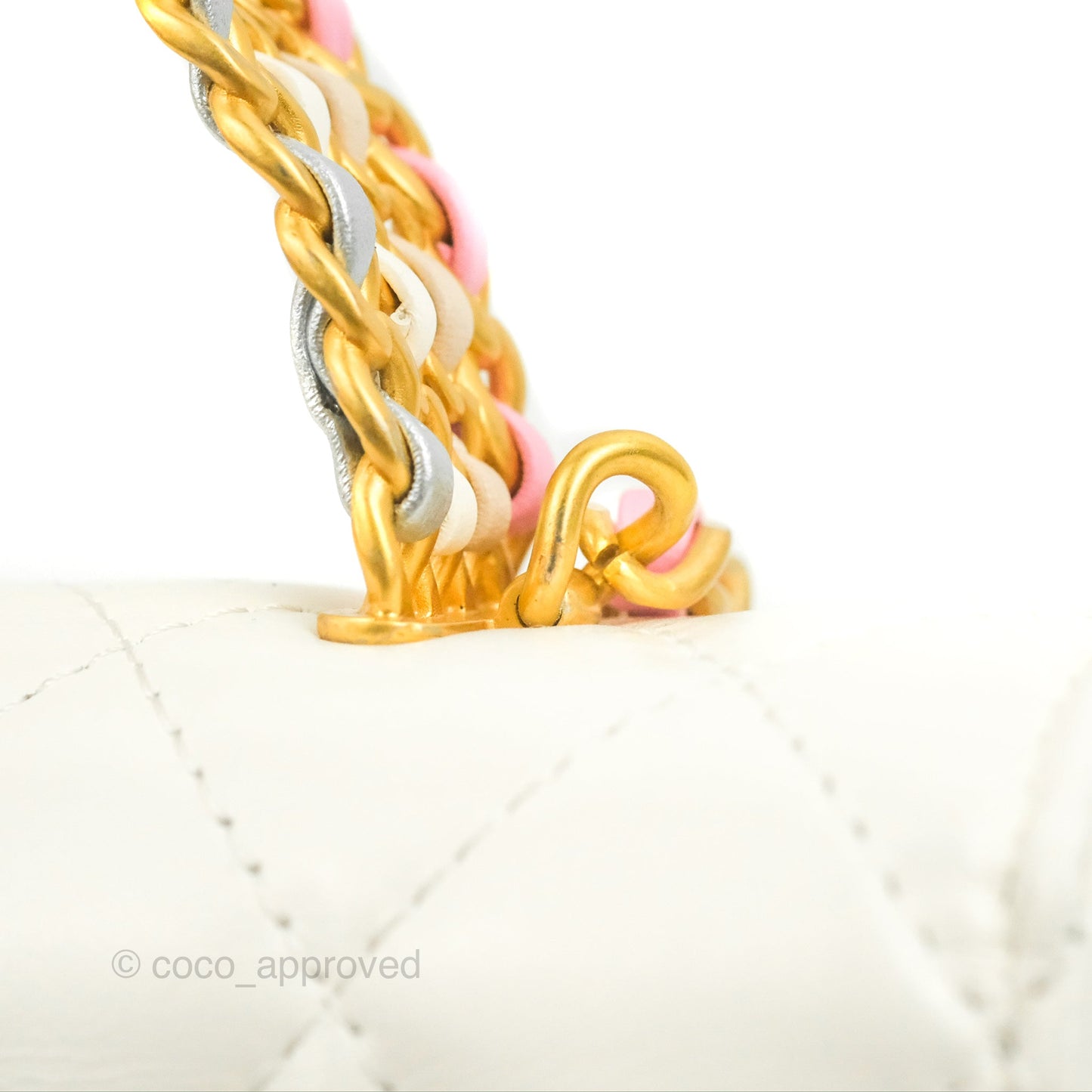 Chanel Rainbow Top Handle Wallet On Chain WOC White Glazed Lambskin 23P