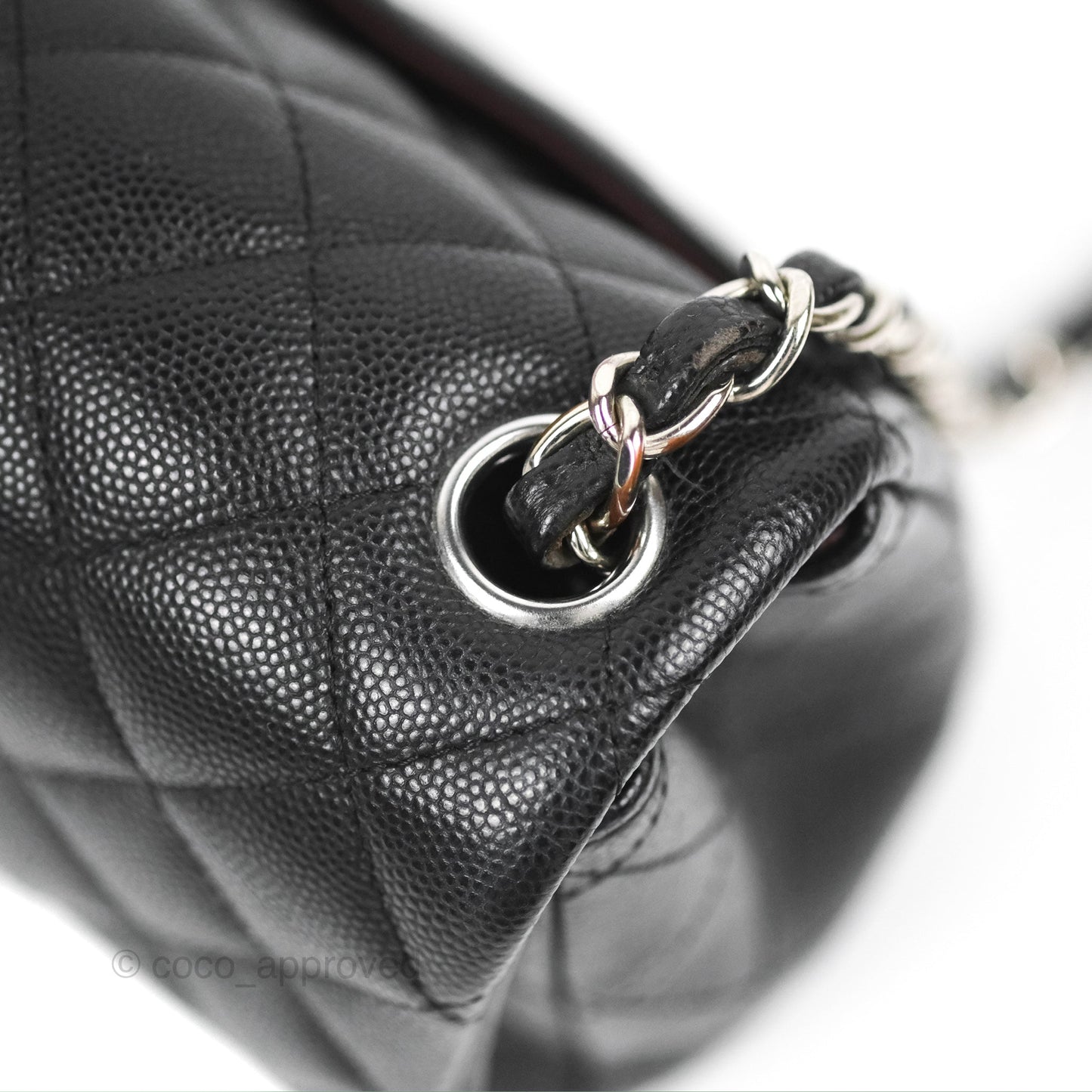 Chanel Quilted Mini Square Flap Black Caviar Silver Hardware