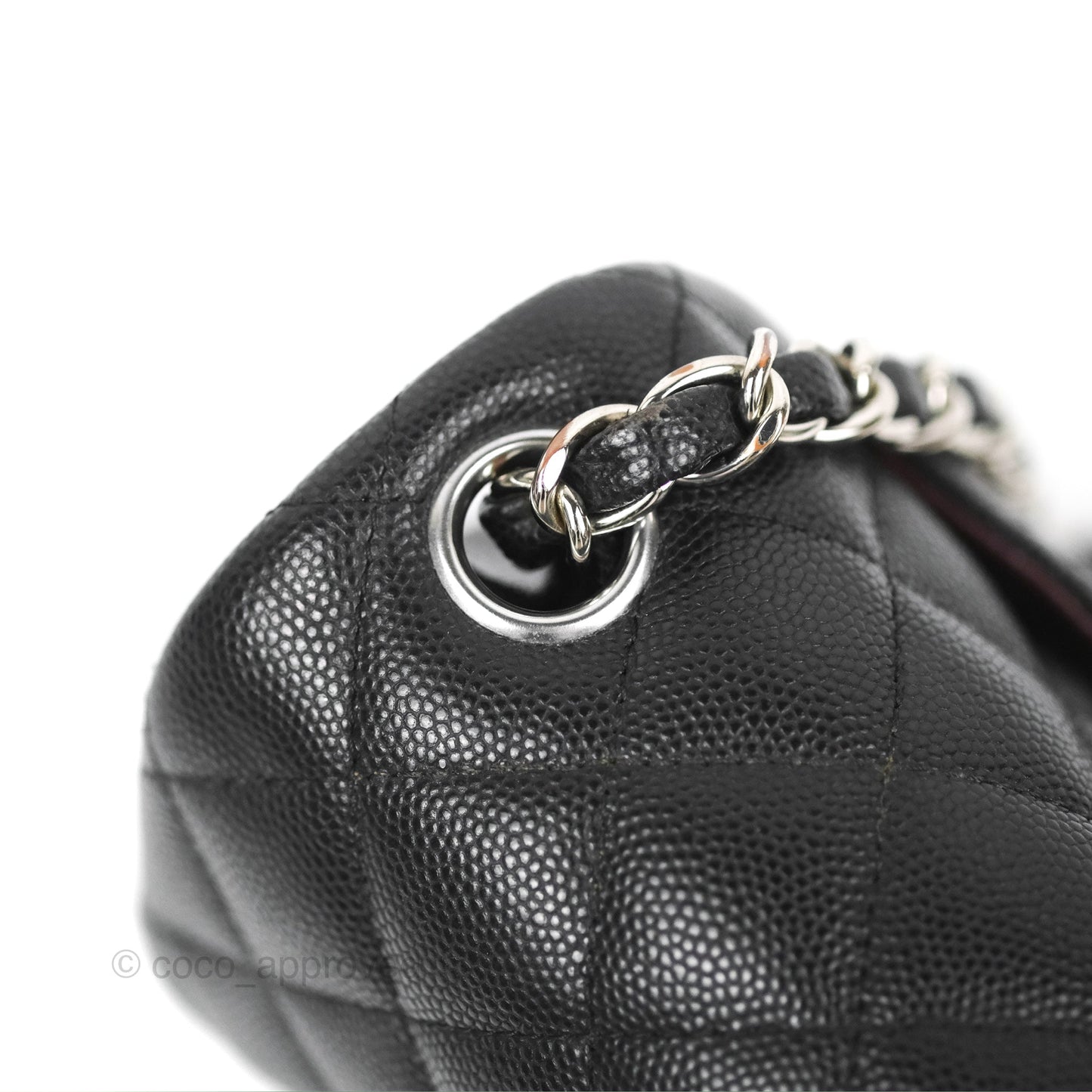 Chanel Quilted Mini Square Flap Black Caviar Silver Hardware