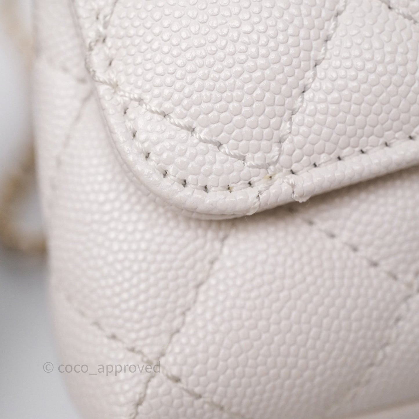 Chanel Mini Coco Handle Quilted Ivory White Caviar Gold Hardware