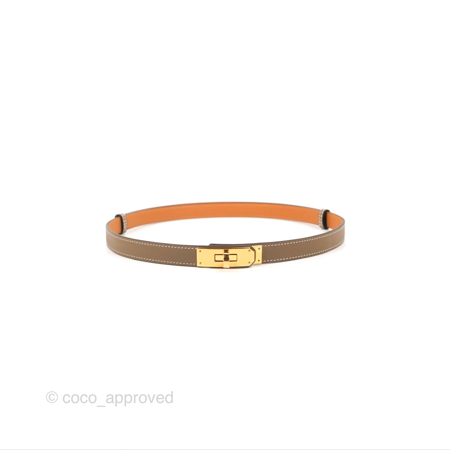 Hermès Epsom Kelly Buckle Belt Etoupe Gold Hardware